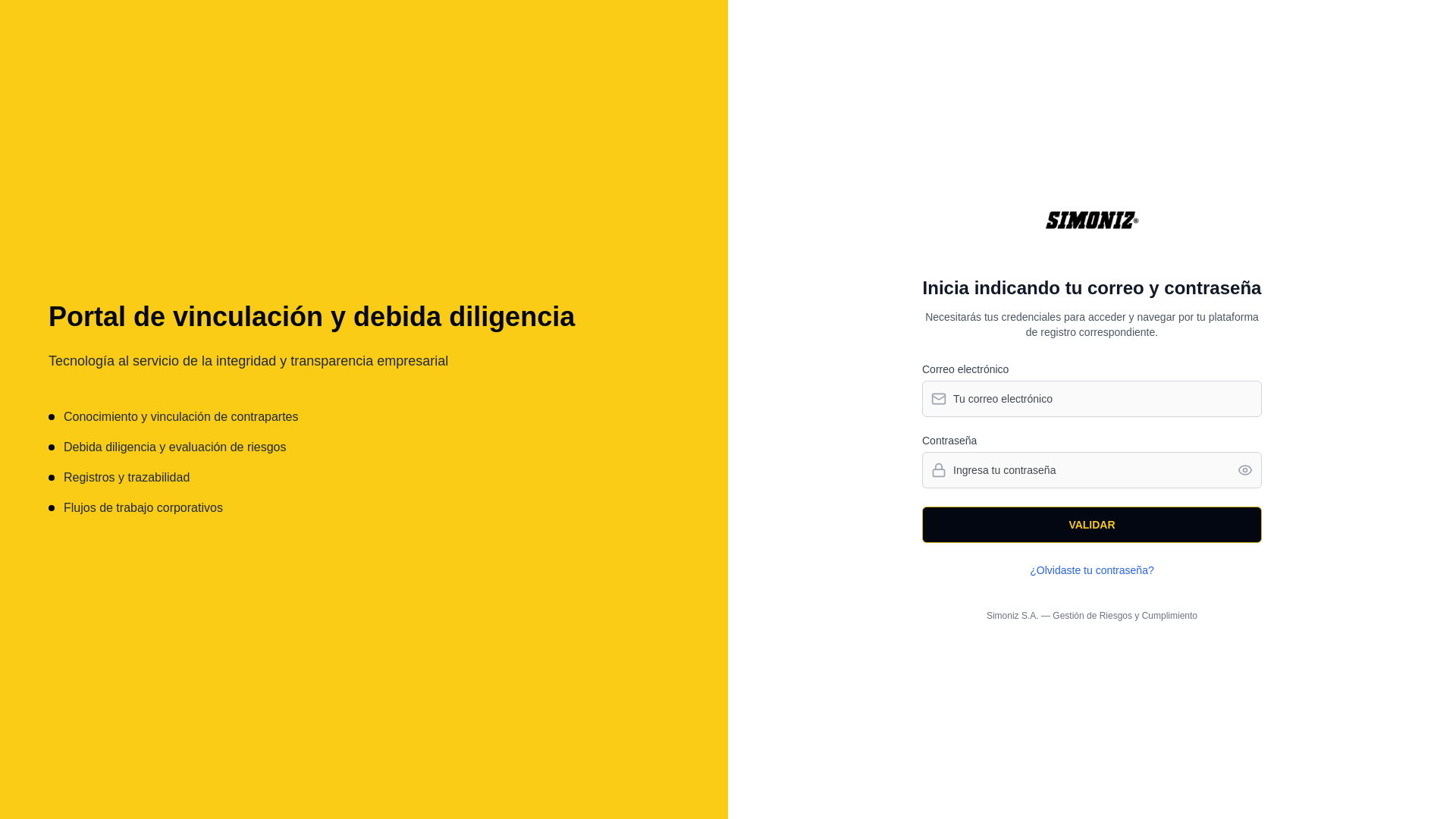 website screenshot of https://compliancesimoniz.com