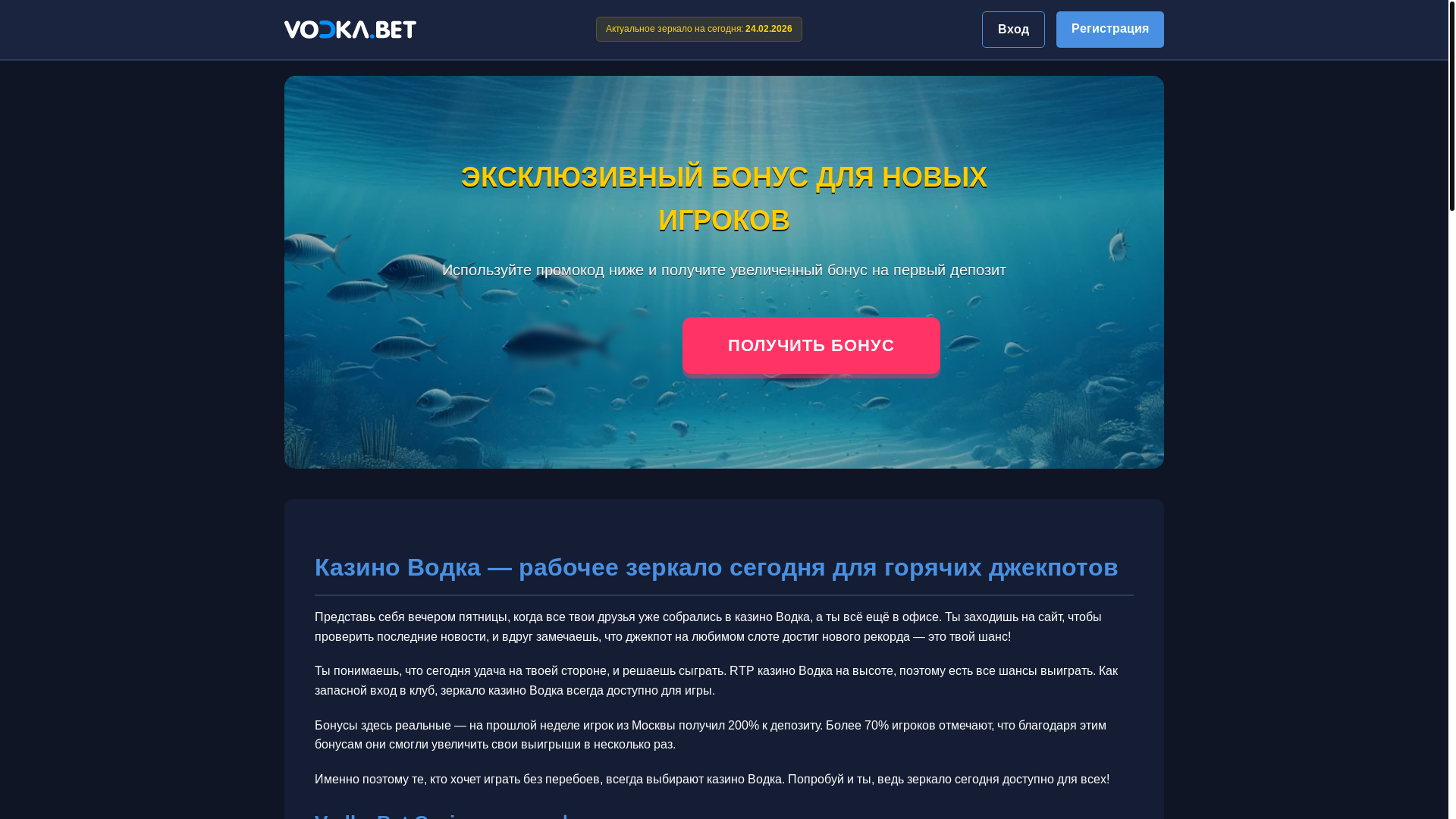 website screenshot of https://vodkabetscasino.site/