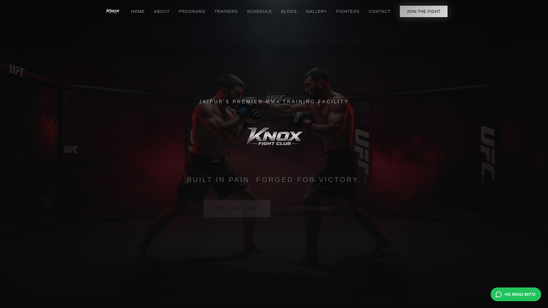 website screenshot of https://knoxfightclub.in/