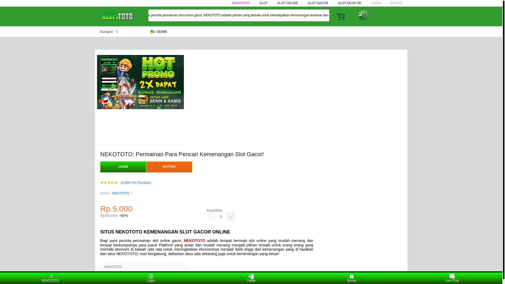 website screenshot of https://togelnekototo.com/