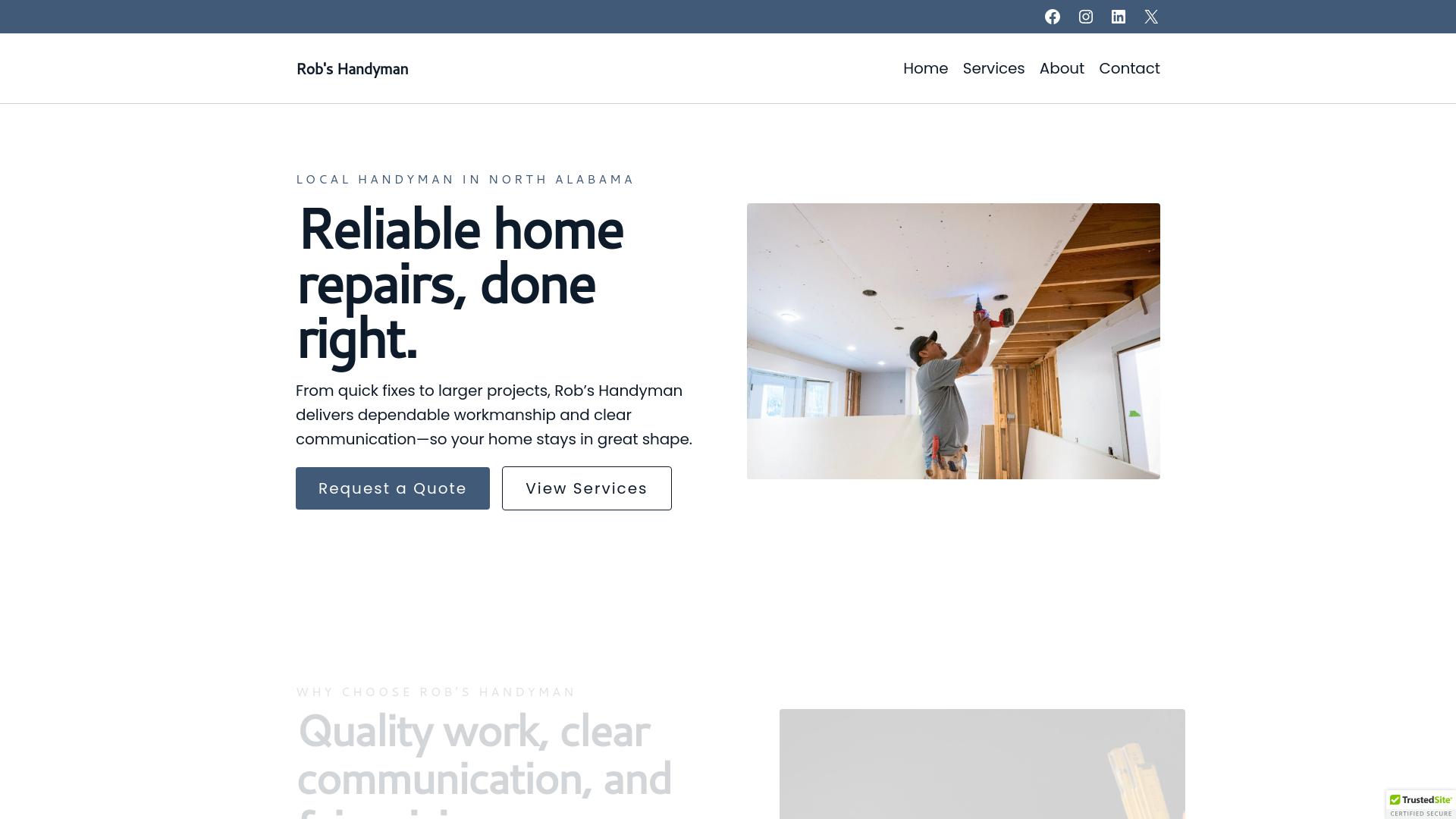 website screenshot of https://robshandyman.co/