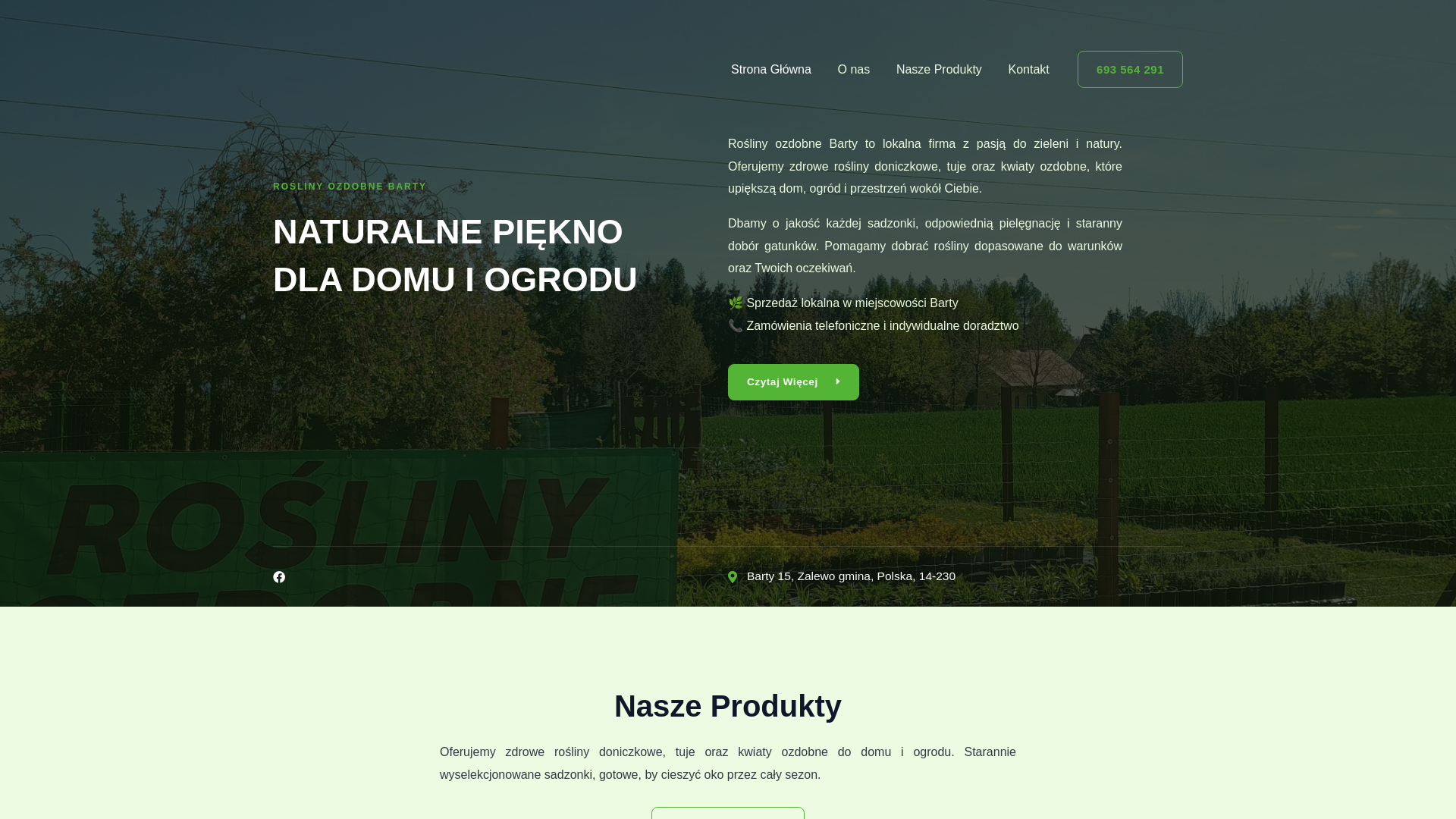 website screenshot of https://roslinybarty.pl/