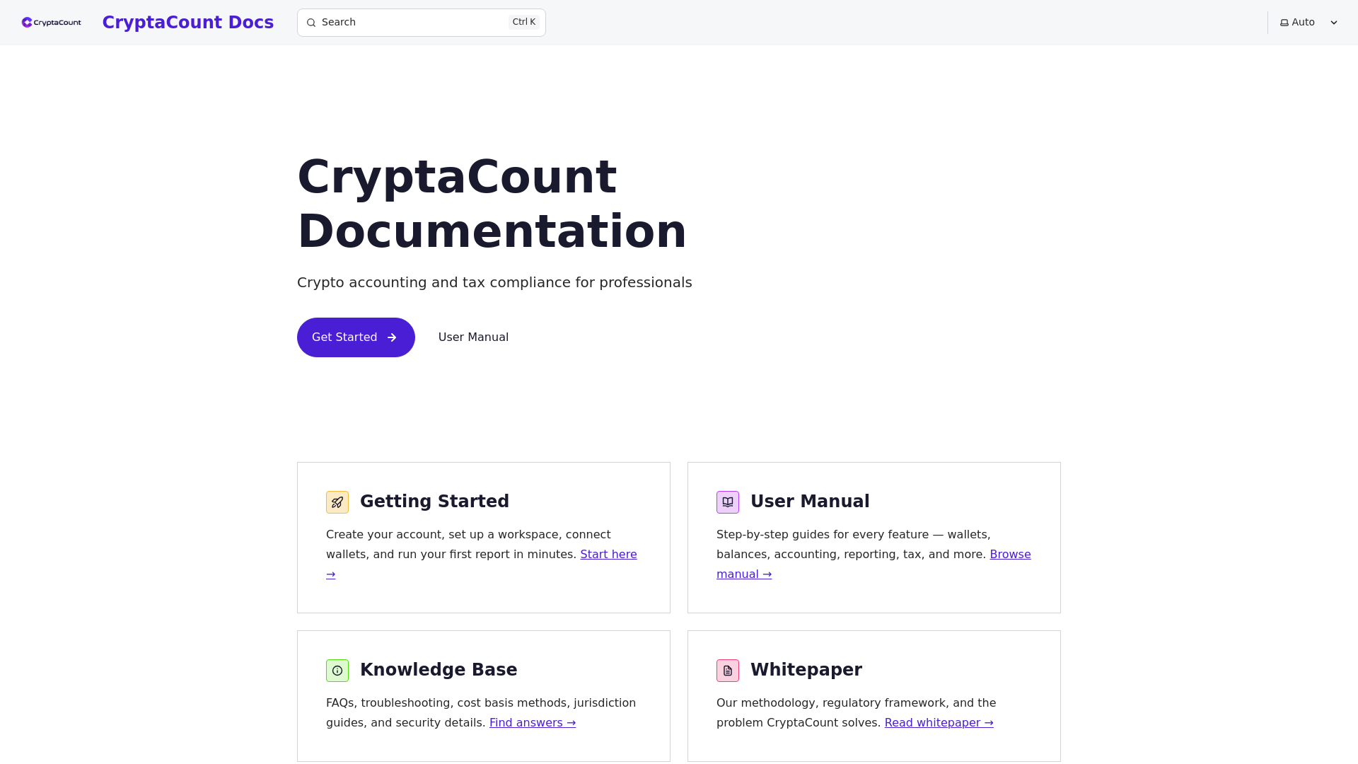 website screenshot of https://cryptacount-docs.pages.dev/