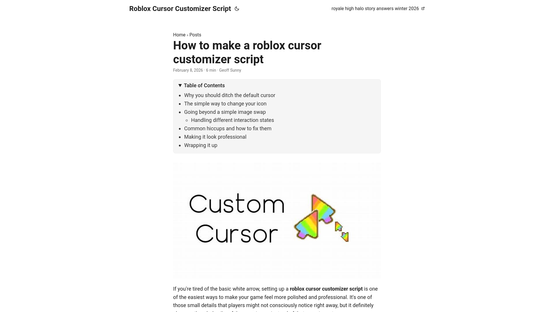 website screenshot of https://roblox-cursor-customizer-script.pages.dev/