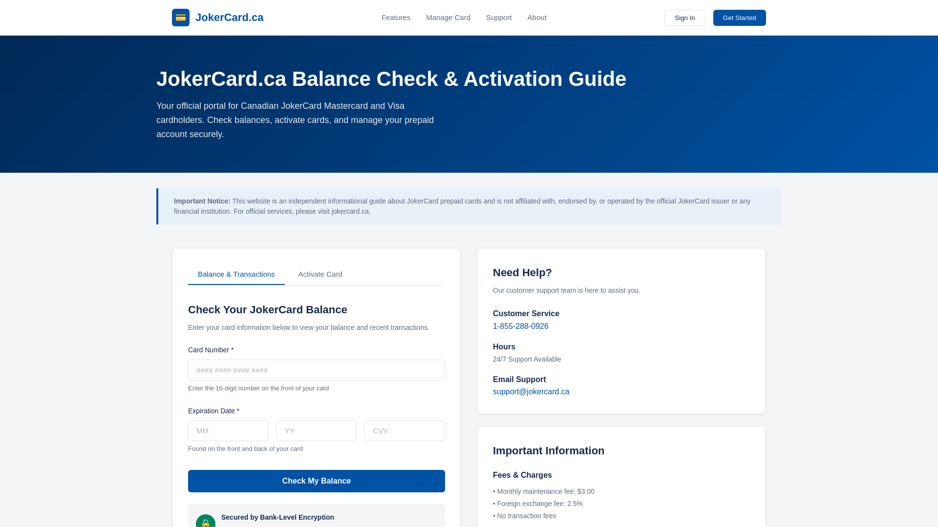 website screenshot of https://myjokercards.com/