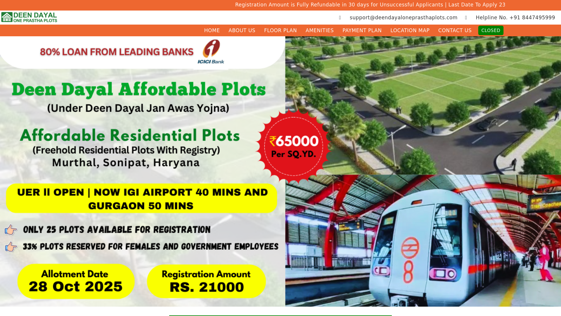 website screenshot of https://deendayaloneprasthaplots.com