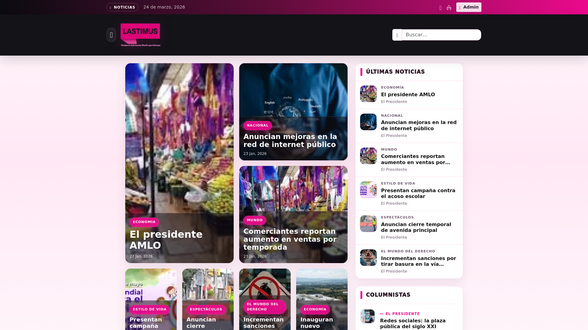 website screenshot of https://lastimus.com/