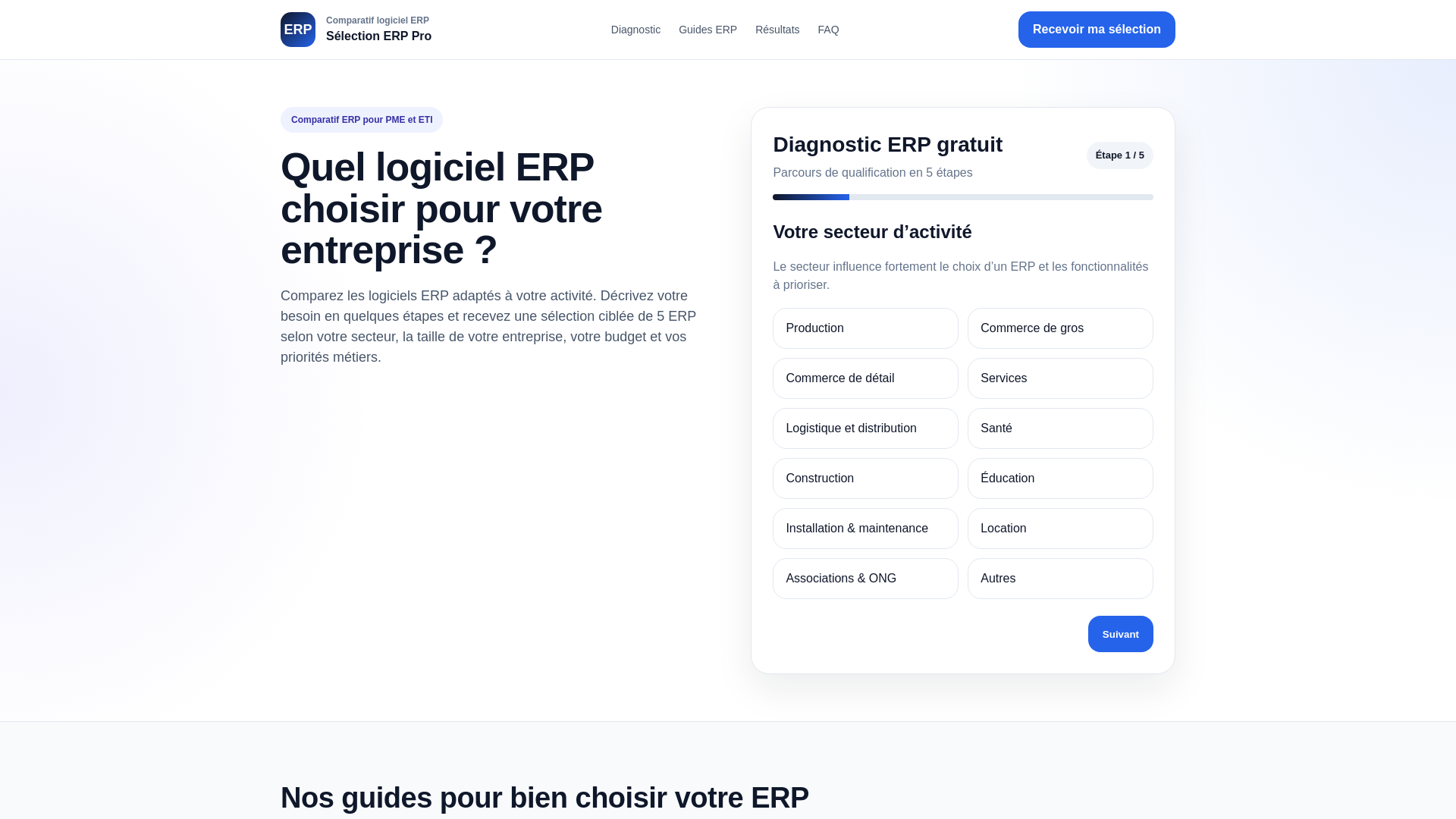website screenshot of https://selection-erp.fr