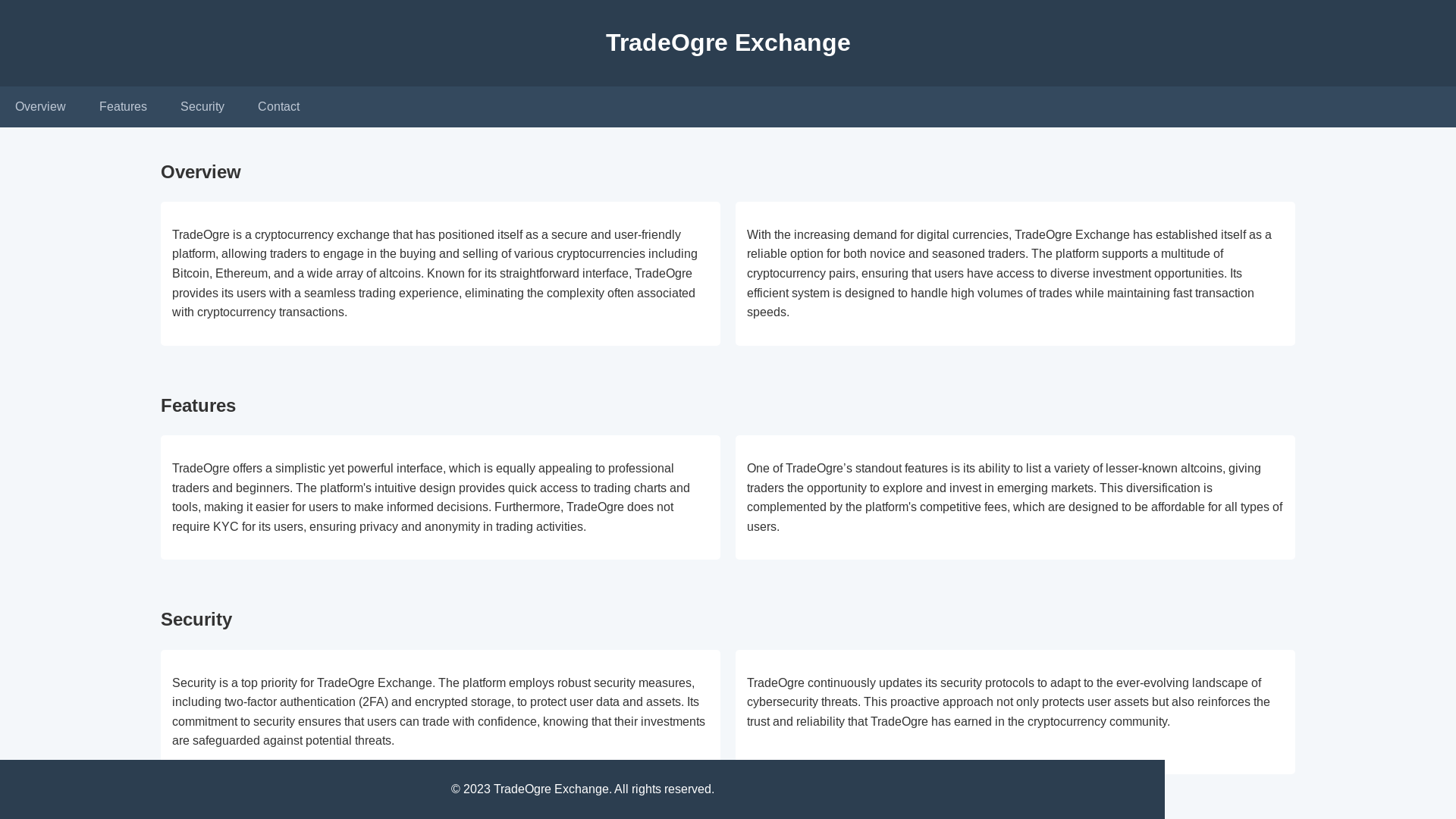 website screenshot of https://tradeogreexchange.live/