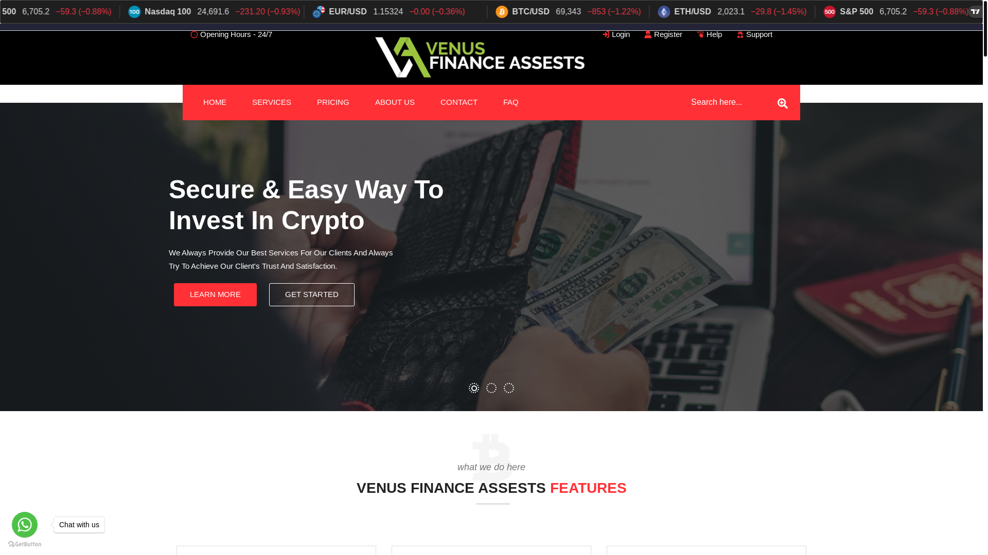 website screenshot of http://venusfinanceassests.com