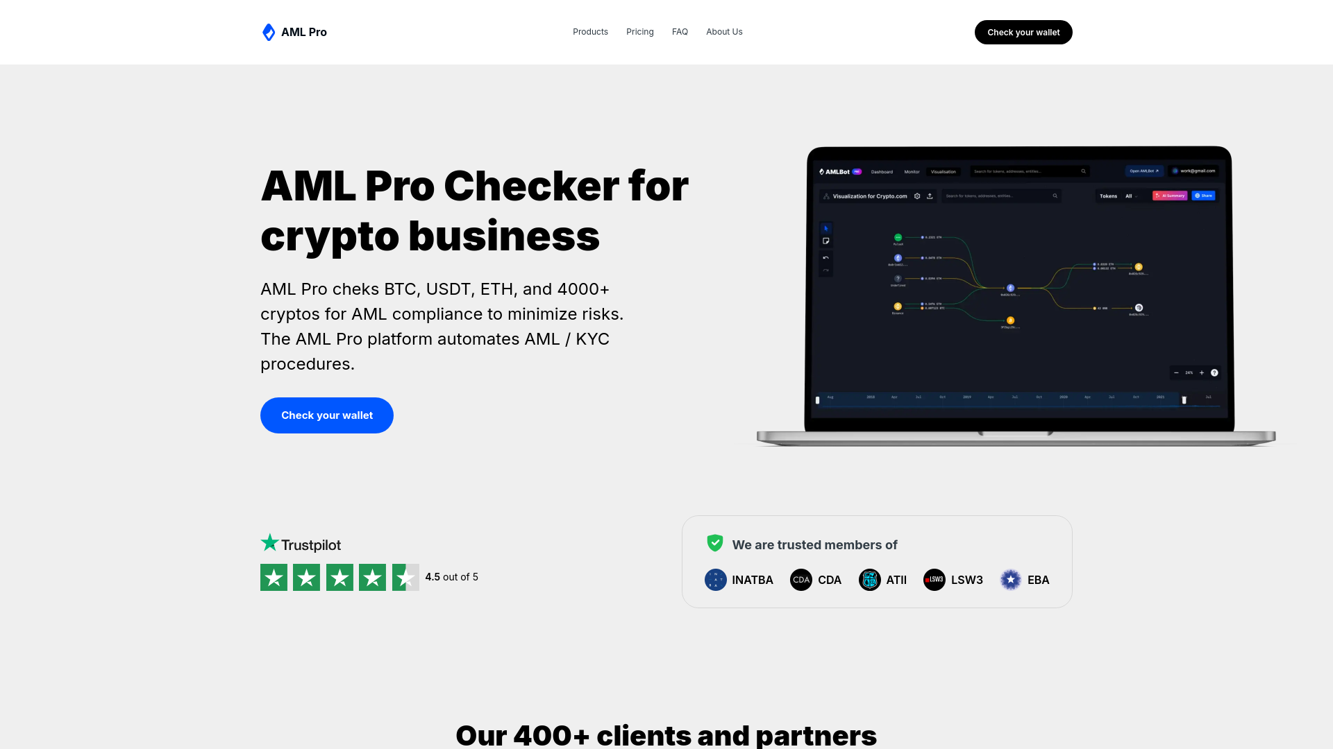 website screenshot of https://amlpro.cx