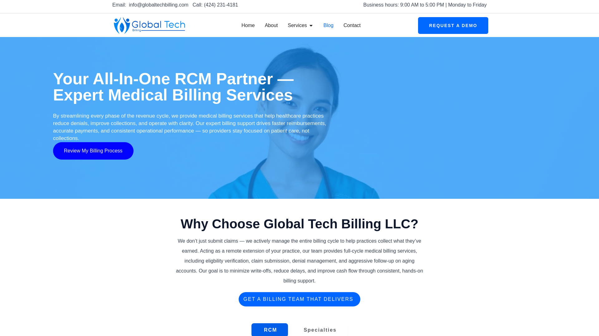 website screenshot of https://globaltechbilling.com