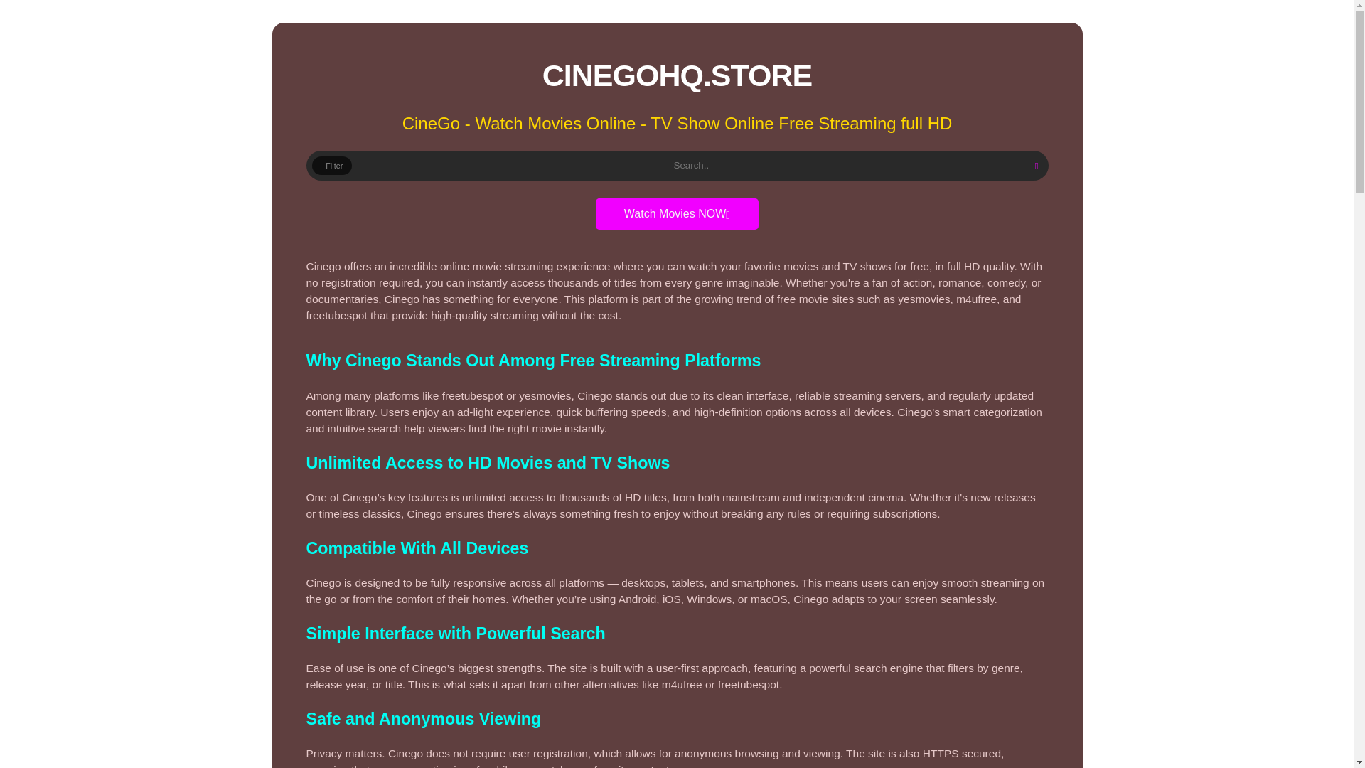 website screenshot of https://cinegohq.store/