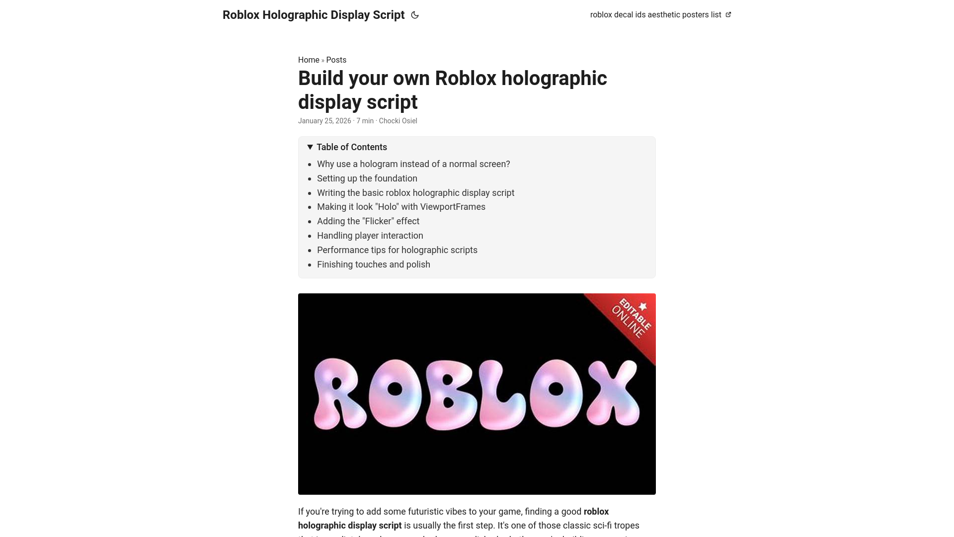 website screenshot of https://roblox-holographic-display-script.pages.dev/