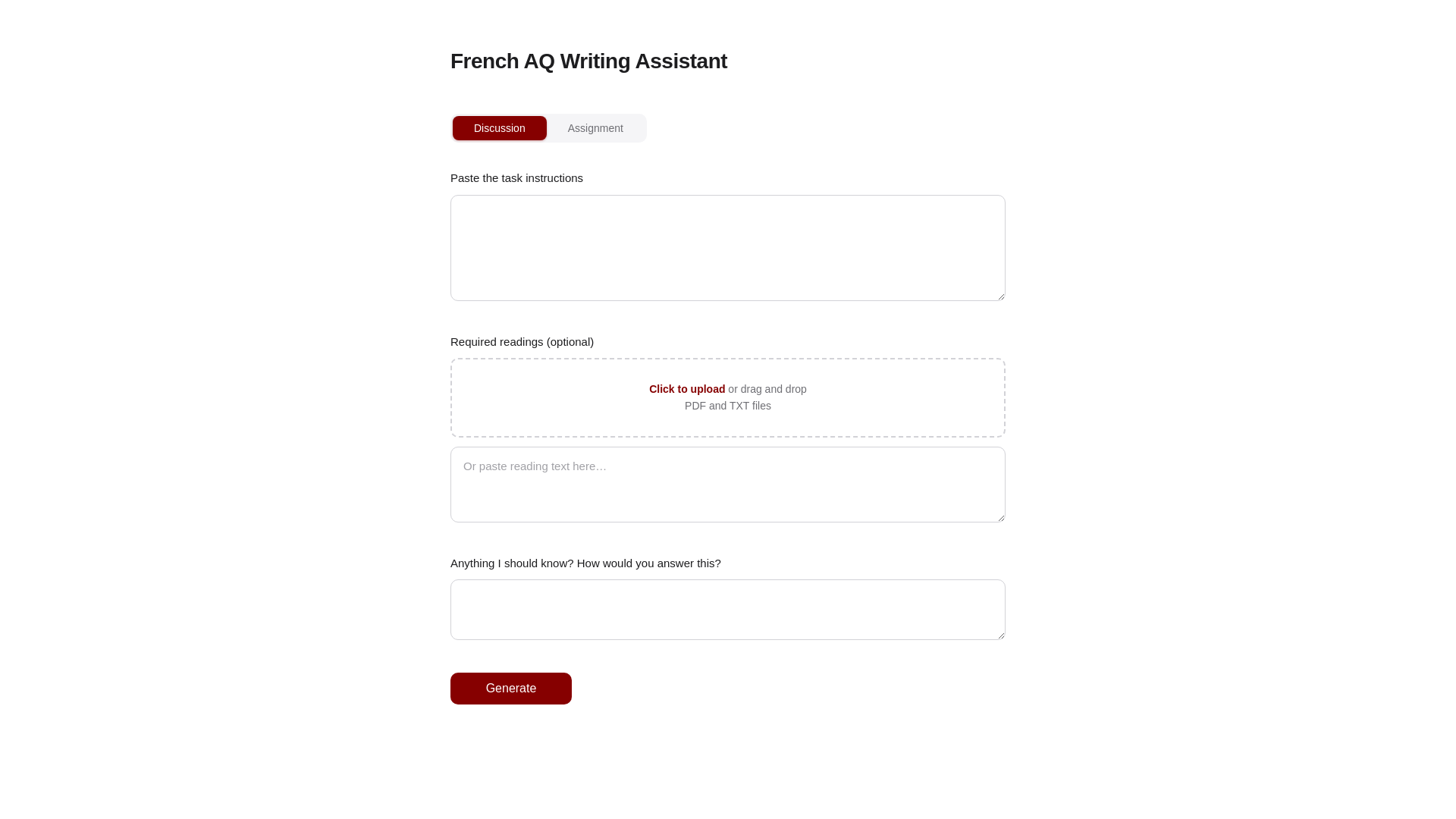 website screenshot of https://french-aq-assistant.pages.dev/