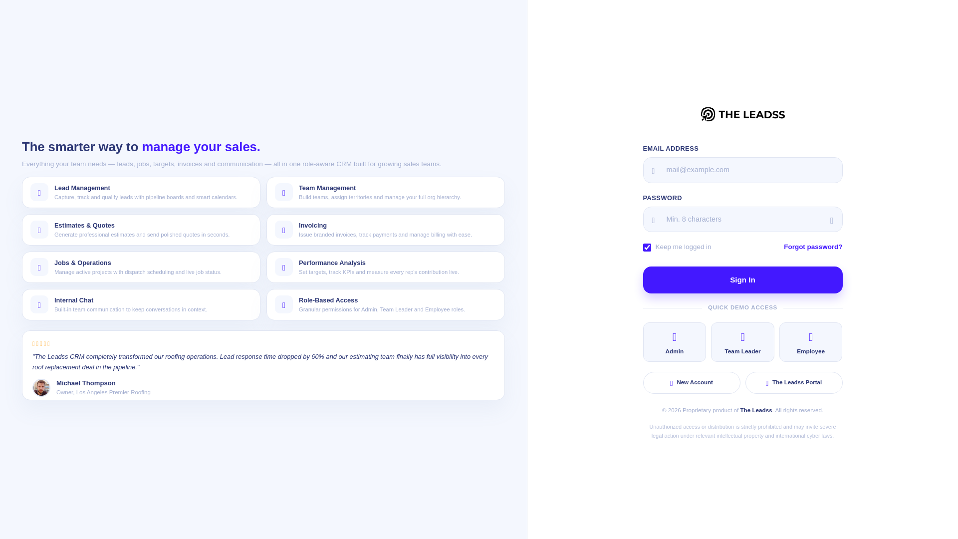website screenshot of https://theleadss.cc/