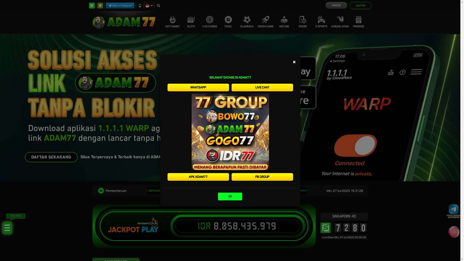 website screenshot of https://adam77in.club/