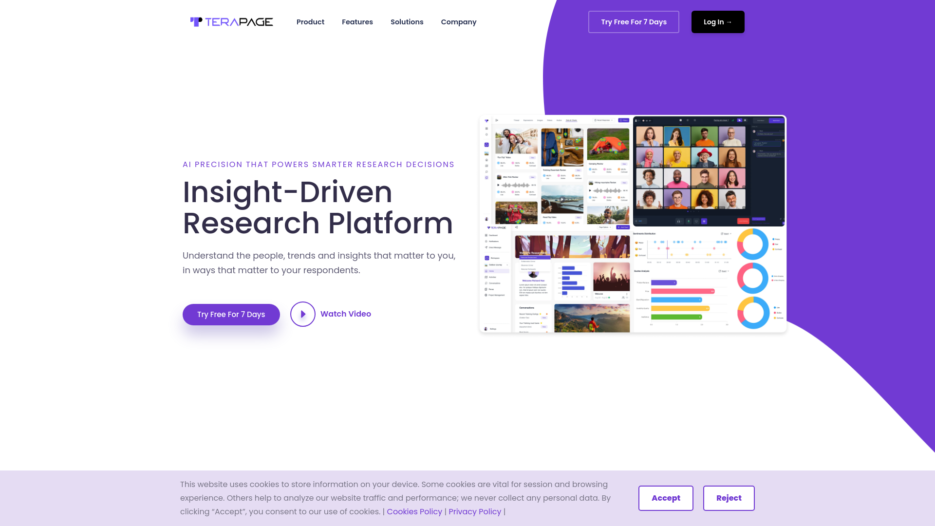 website screenshot of https://terapageai.com