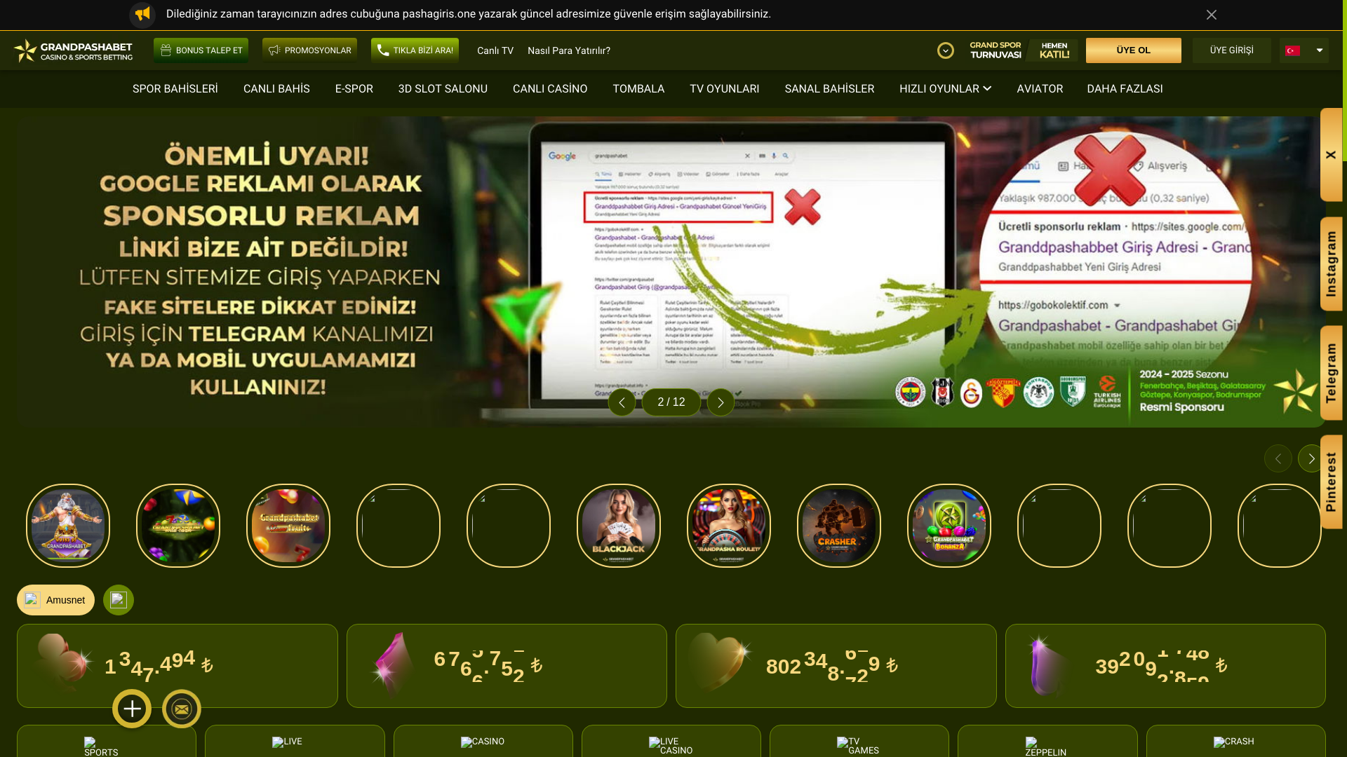 website screenshot of https://grandpashabet3592.com/