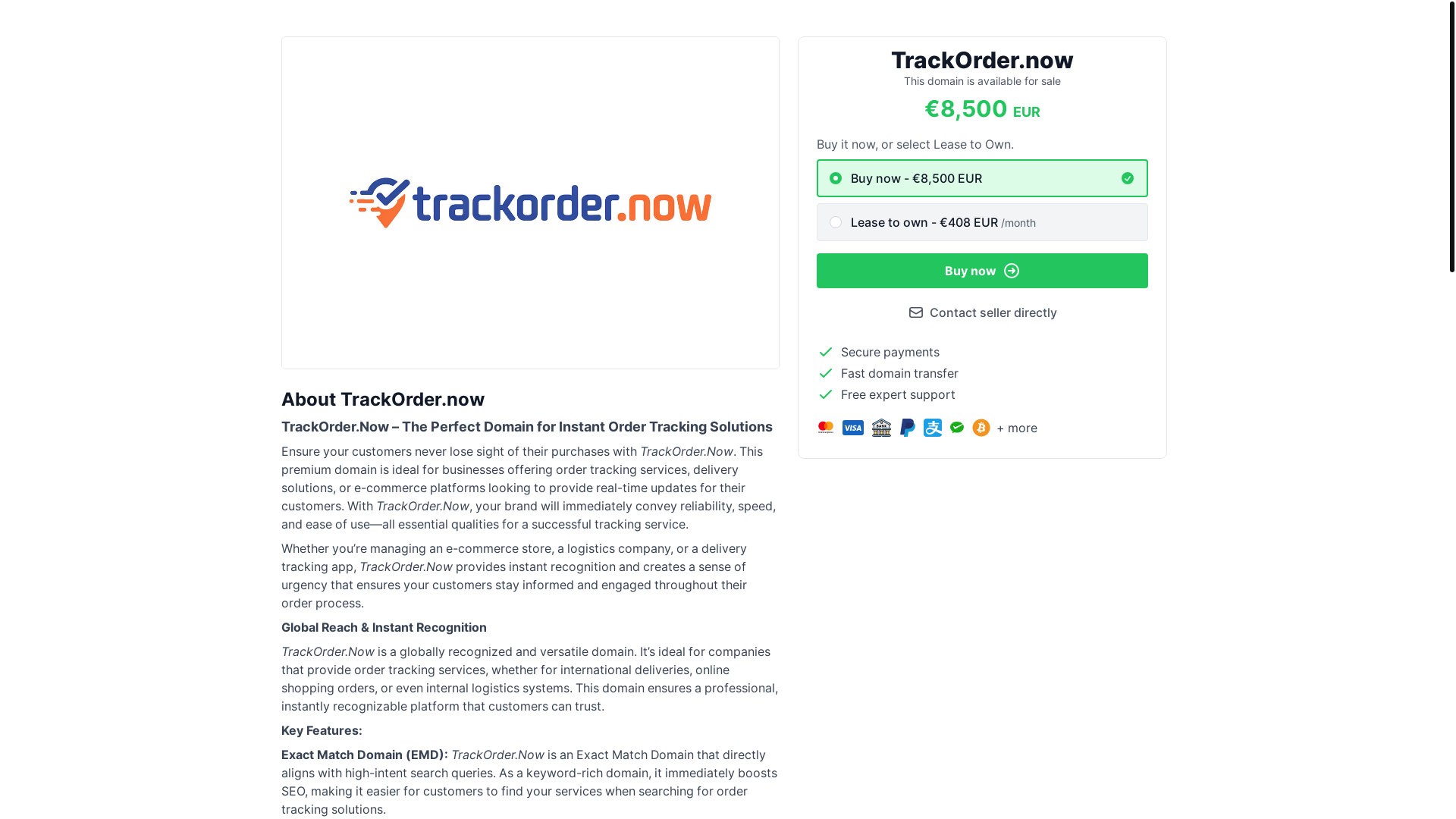website screenshot of https://trackorder.now/