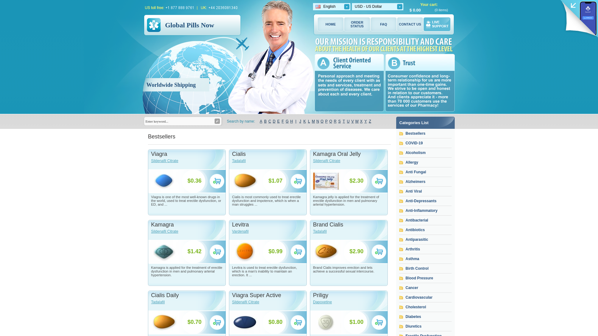 website screenshot of https://globalpillsnow.com/