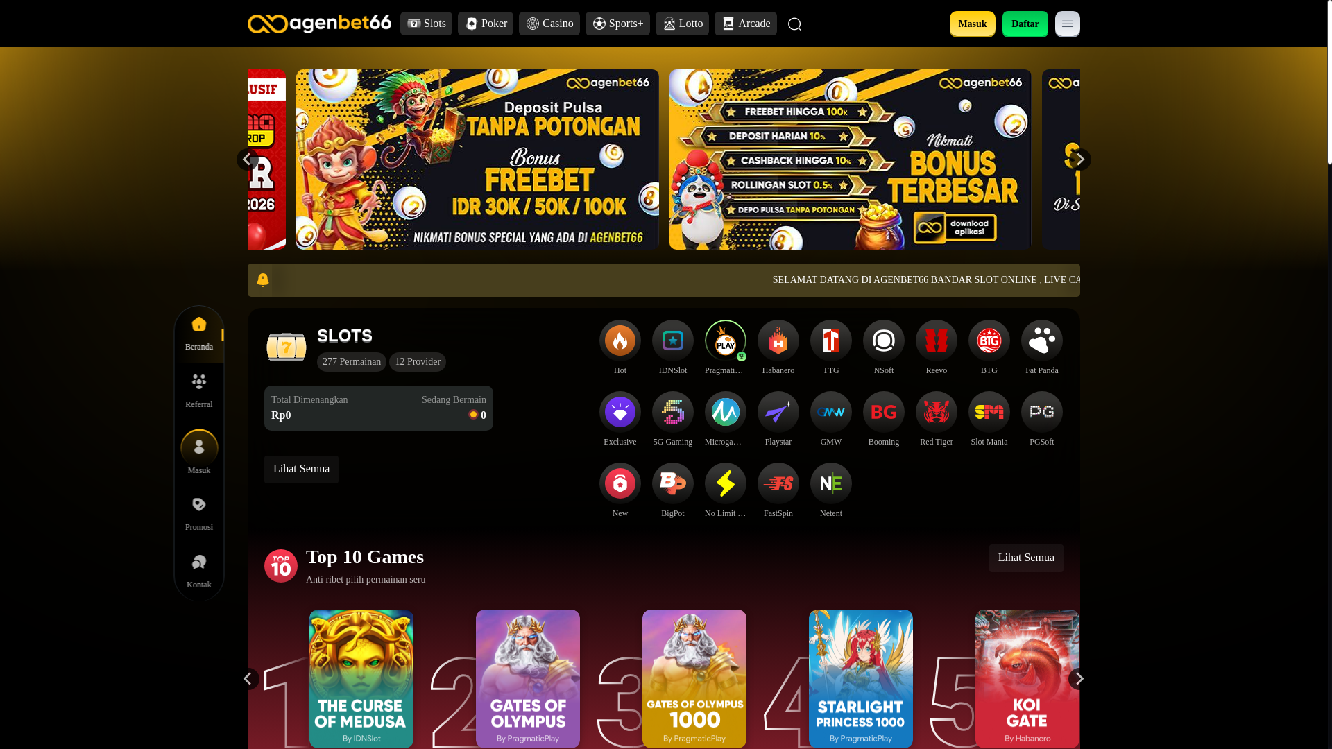 website screenshot of https://agenbet66login.org/