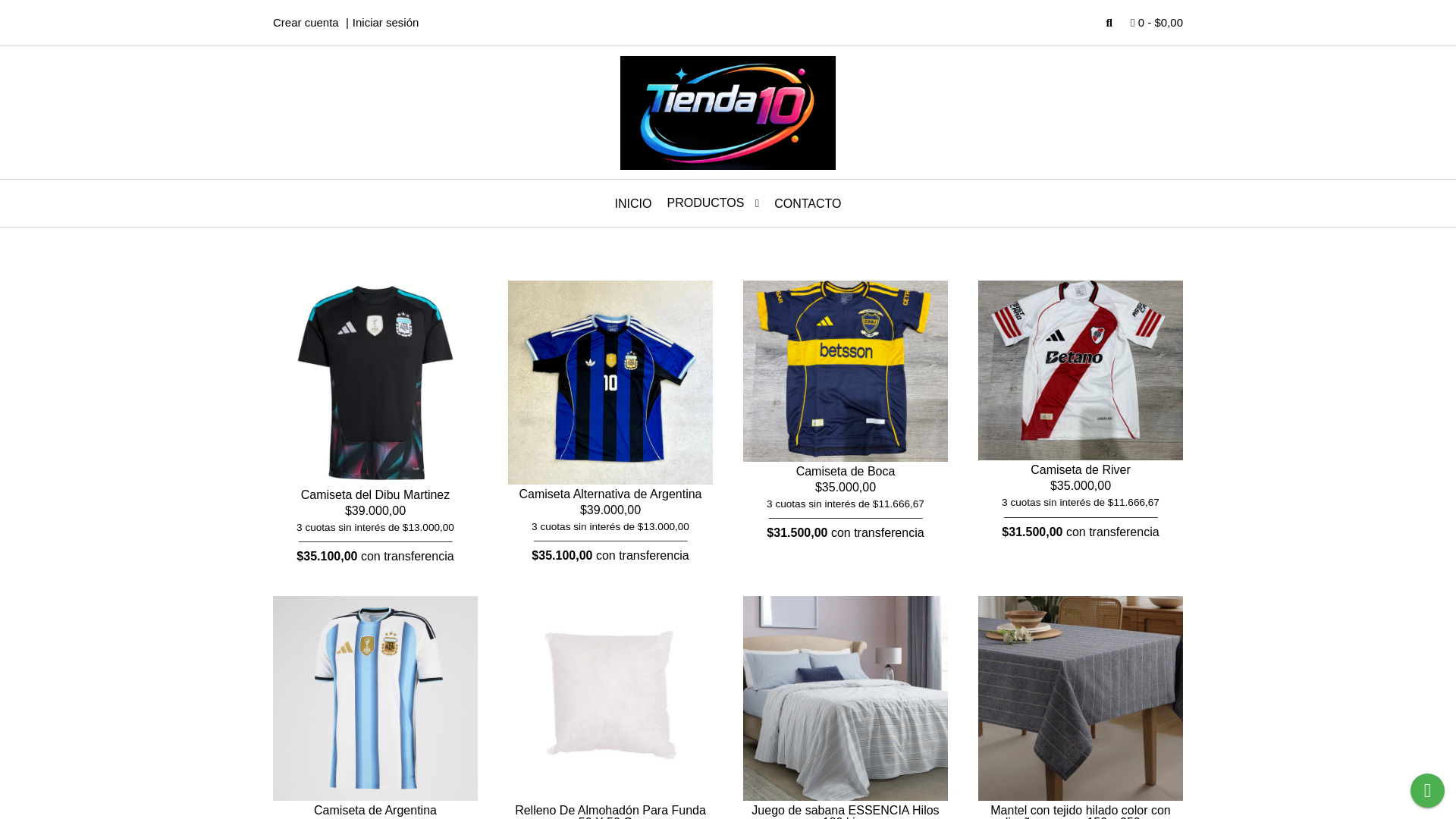 website screenshot of https://tienda10.com.ar/