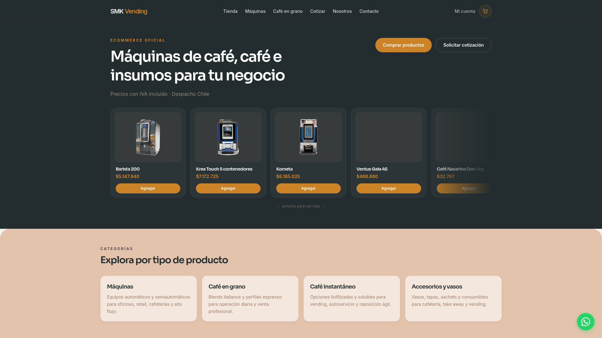 website screenshot of https://hubcafe.cl/
