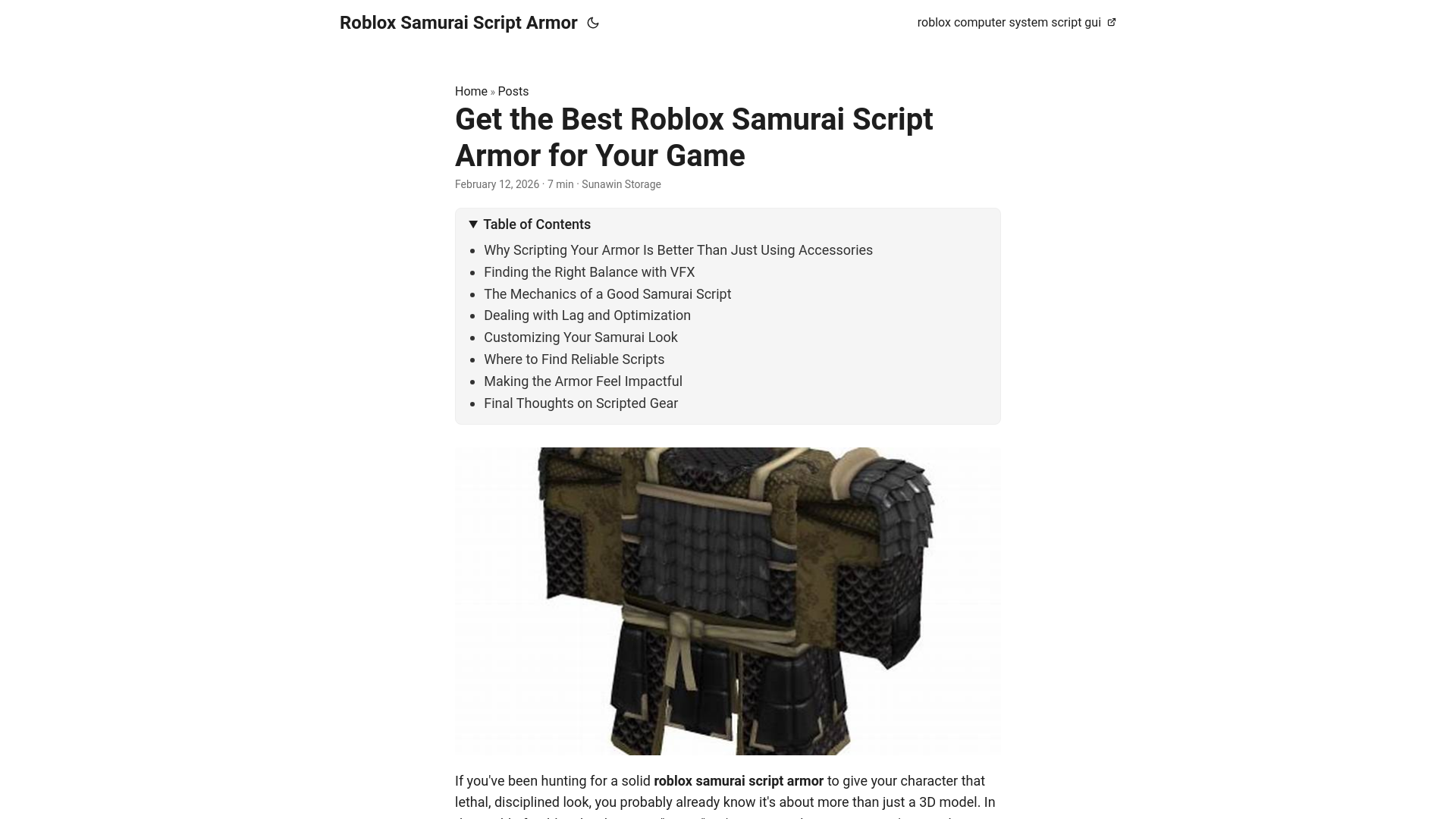 website screenshot of https://roblox-samurai-script-armor.pages.dev/
