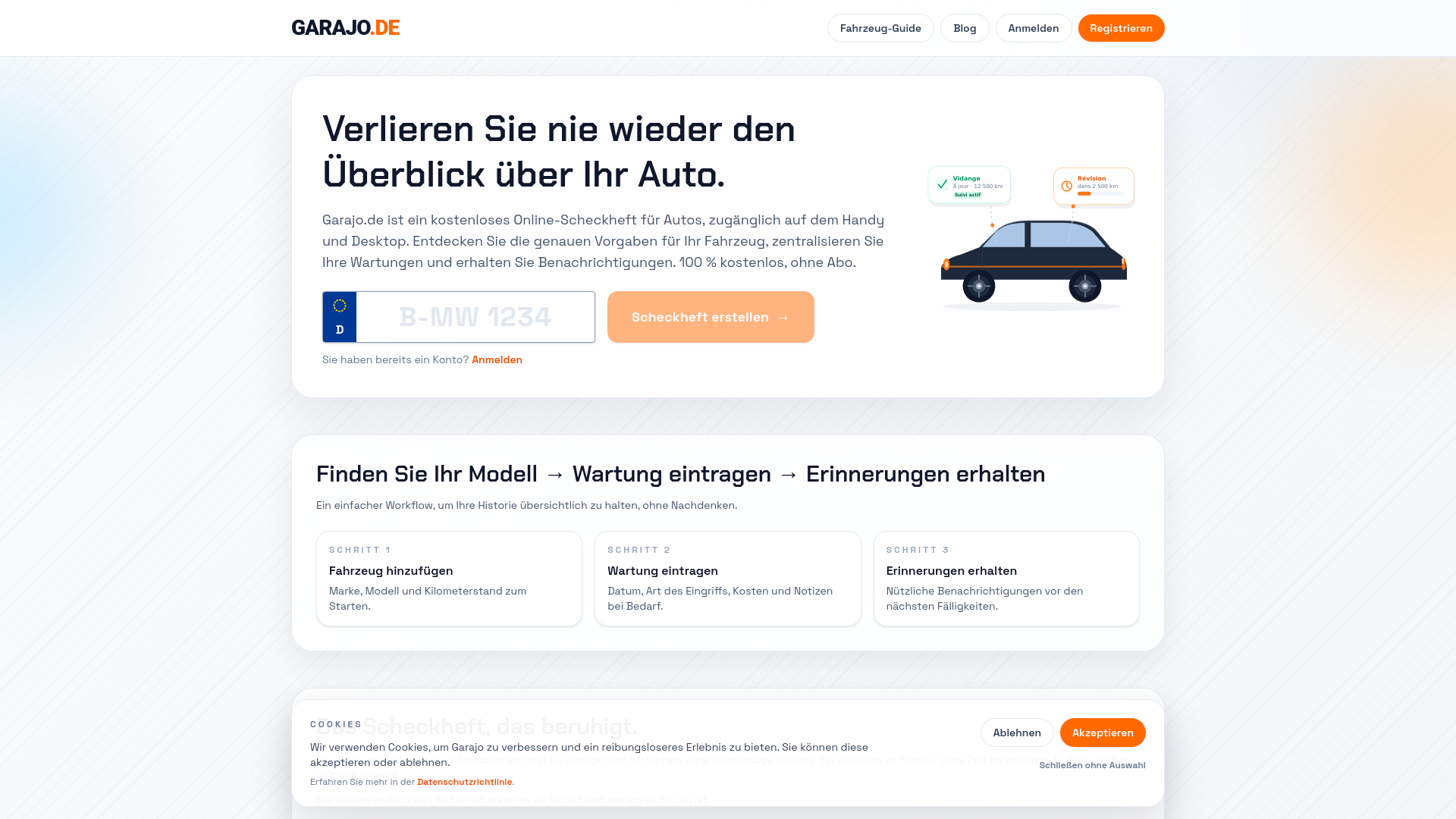 website screenshot of https://garajo.de/