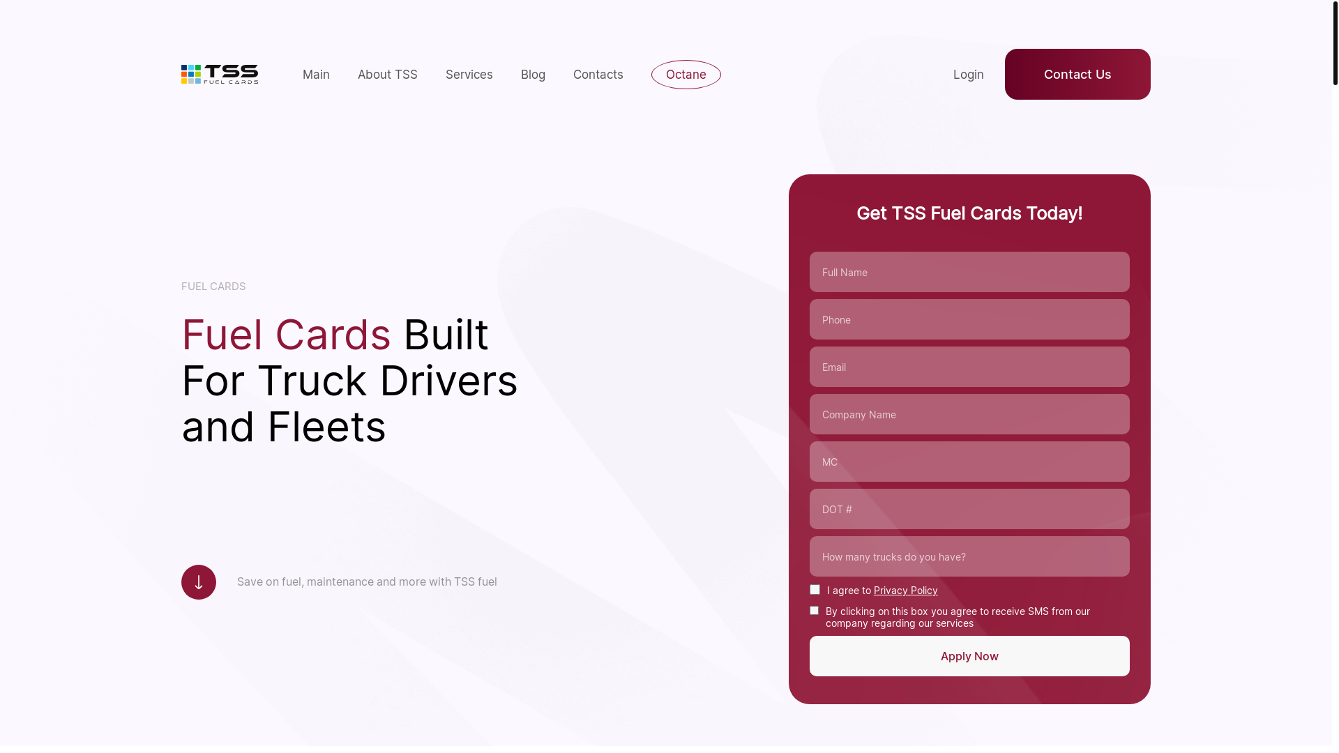 website screenshot of https://huboctane.co/
