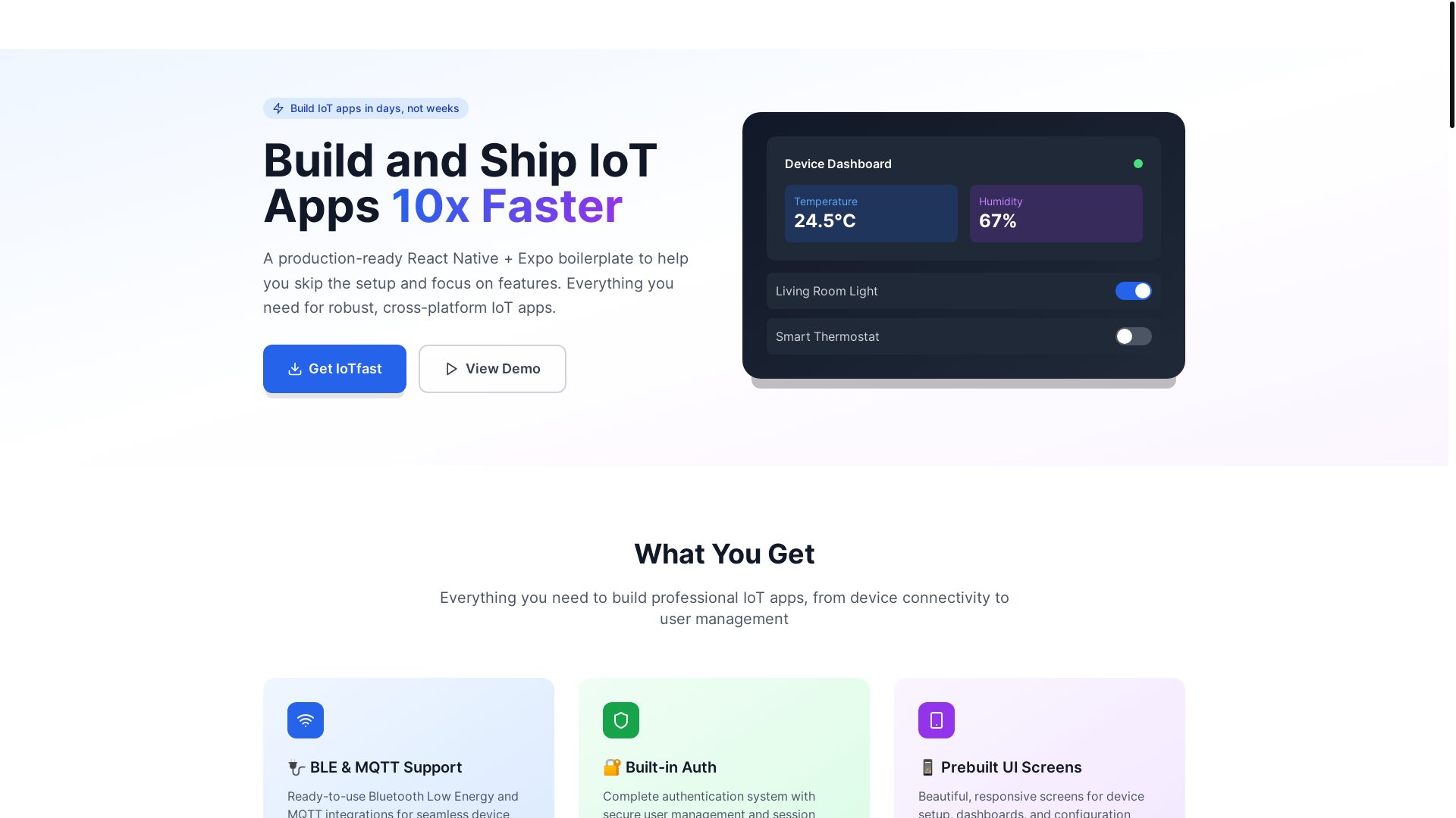 website screenshot of https://iotfast.dev/