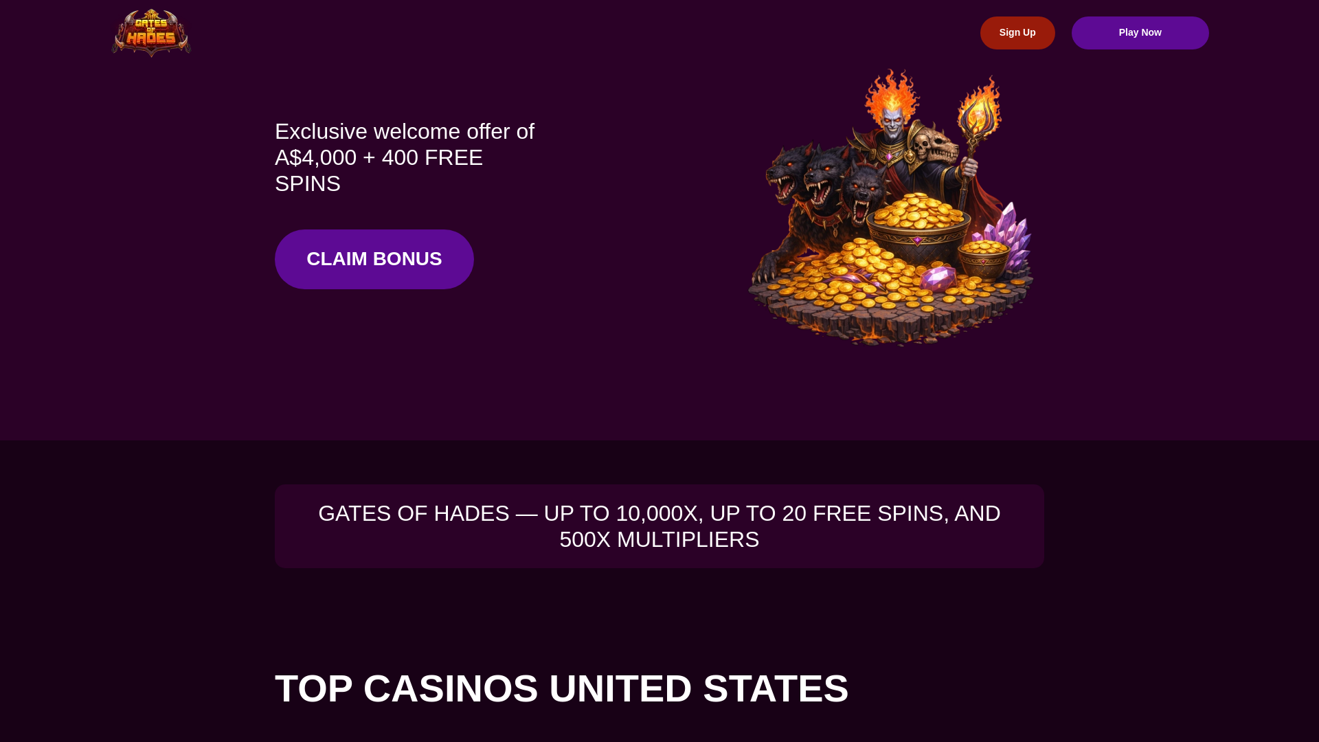 website screenshot of https://gates-ofhades.com/