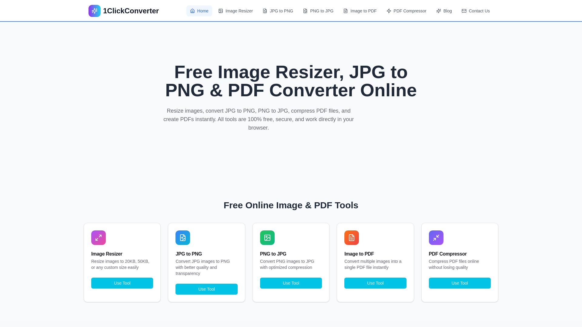 website screenshot of https://1clickconverter.com/