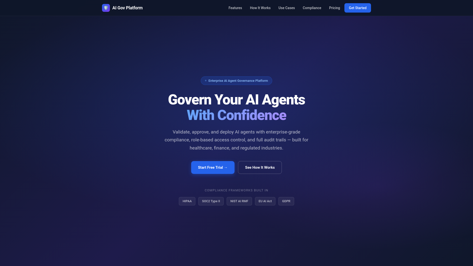 website screenshot of https://aigovplatform.com/