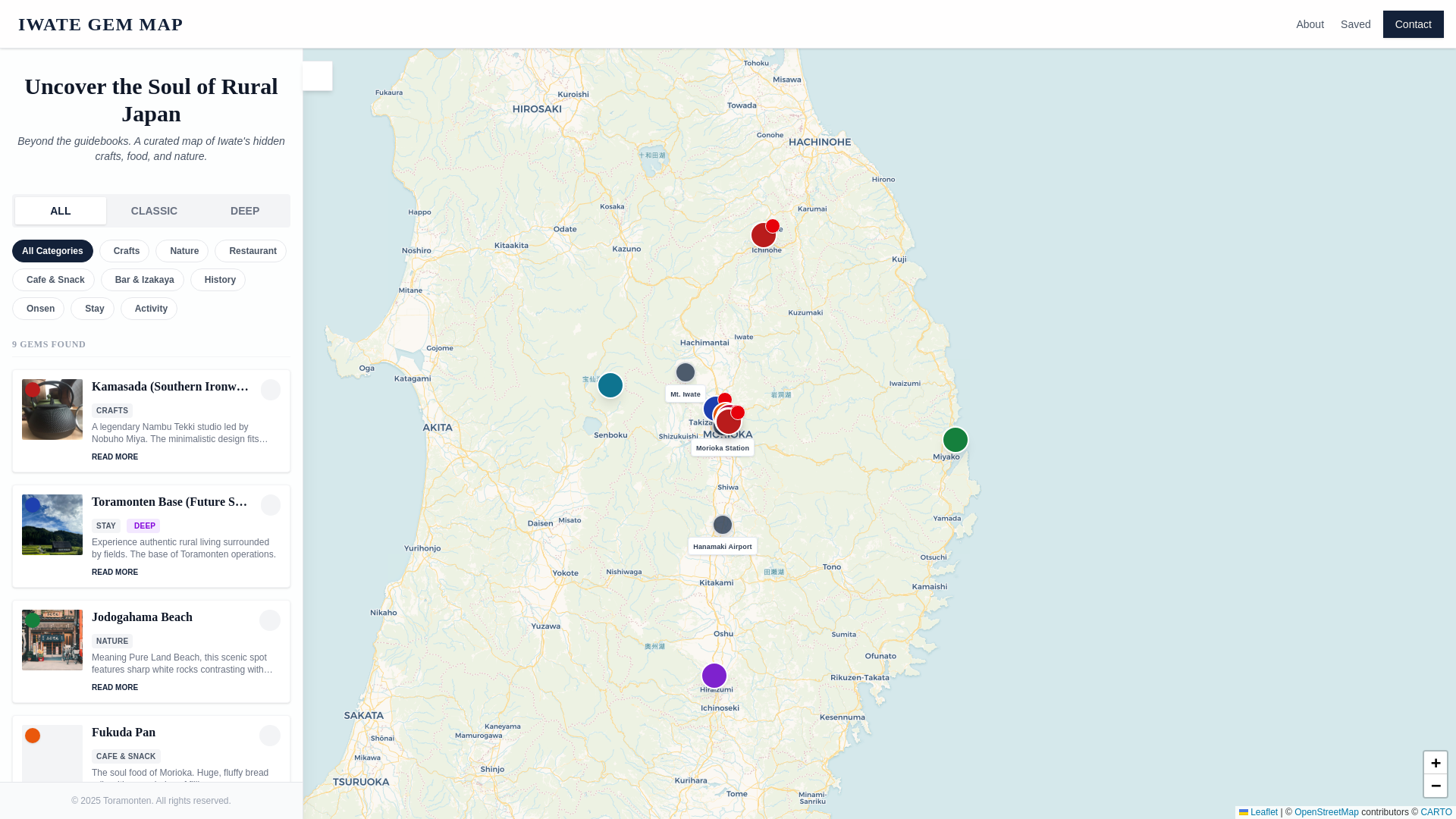 website screenshot of https://iwate-gem-map.pages.dev/