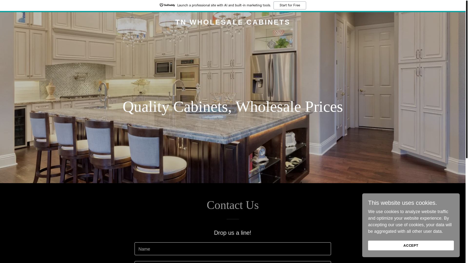 website screenshot of https://tnwholesalecabinets.com/