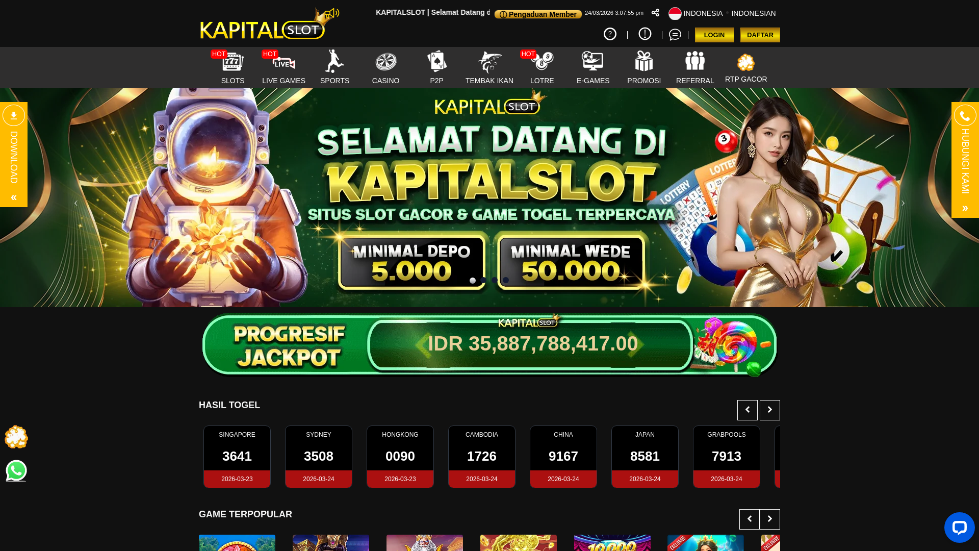 website screenshot of https://kapitalslotpas.com/