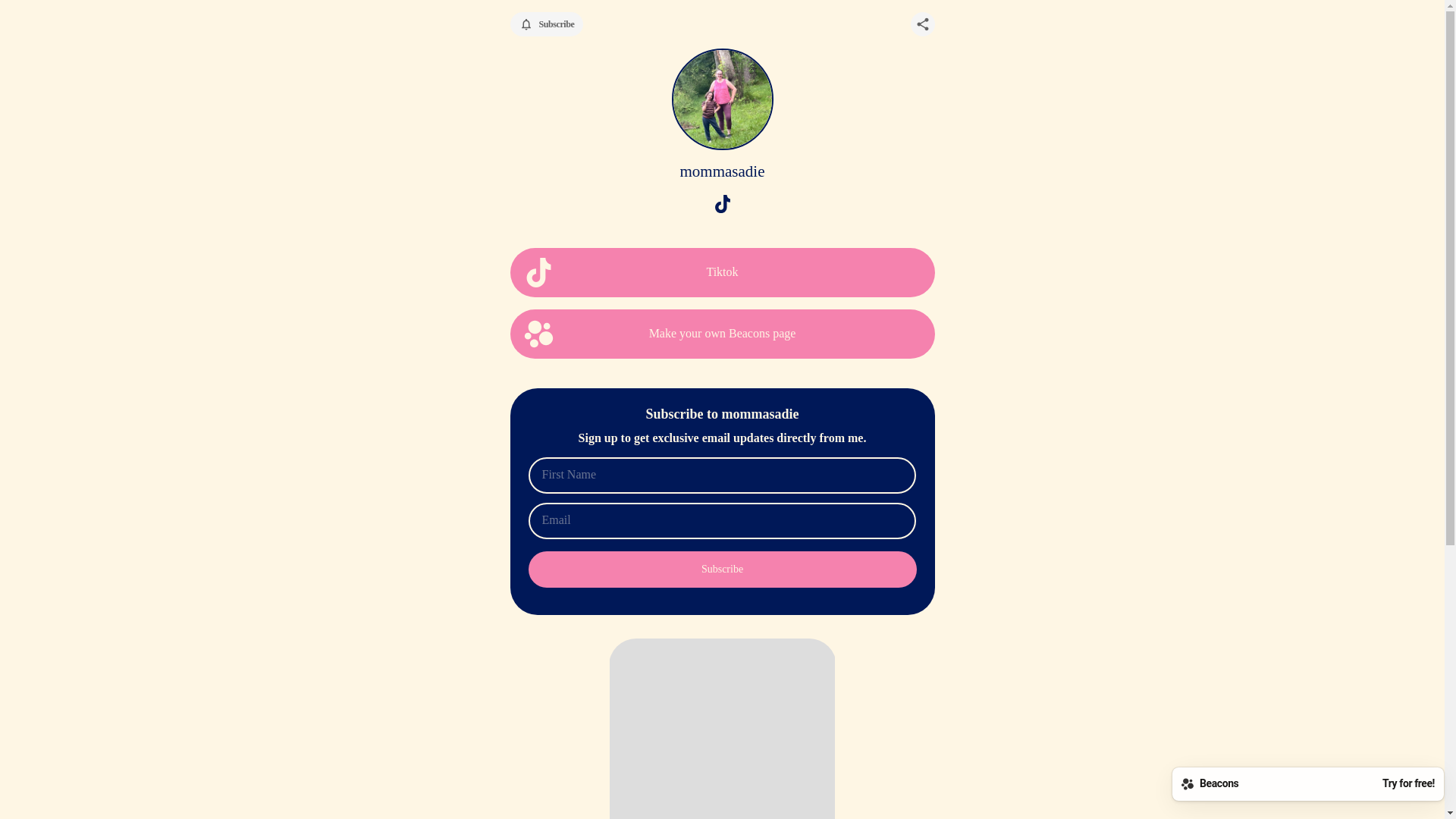 website screenshot of https://mommasadie.com/