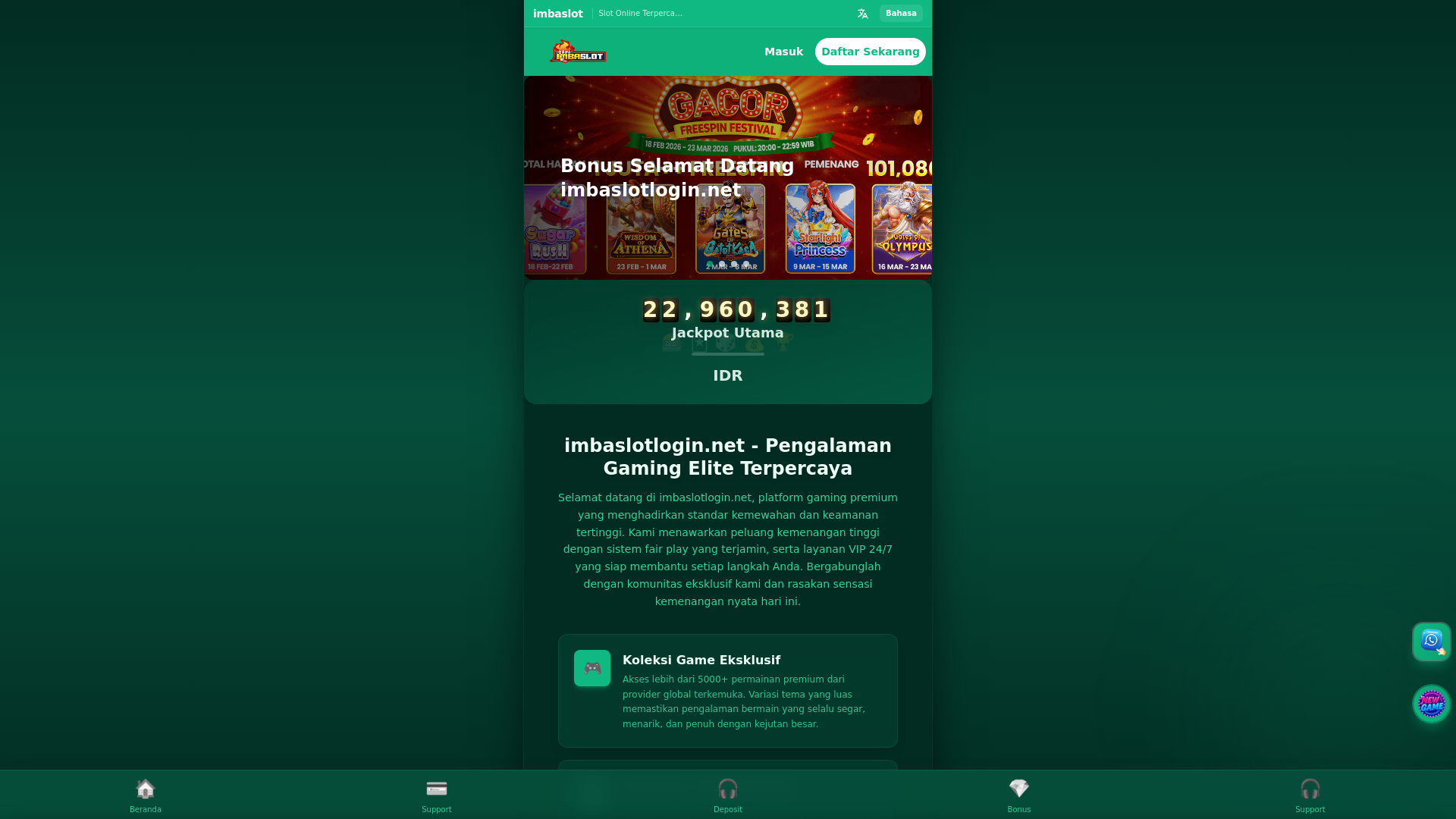 website screenshot of https://imbaslotlogin.net/