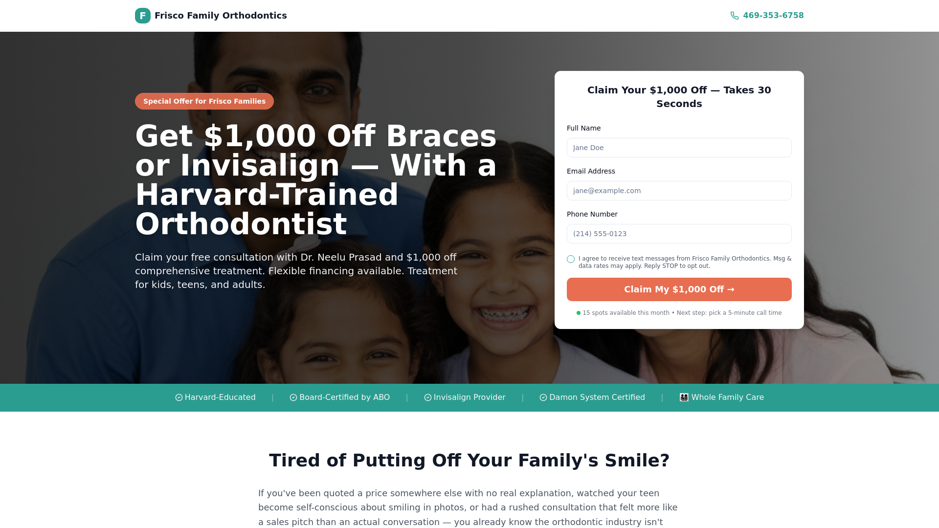 website screenshot of https://friscofamilyortho.com/