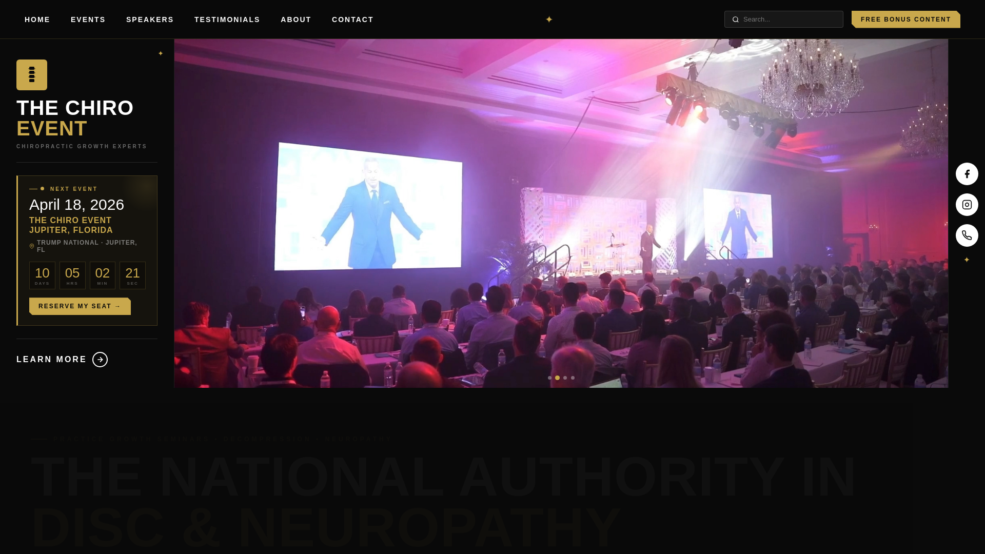 website screenshot of https://chiroeventhq.com