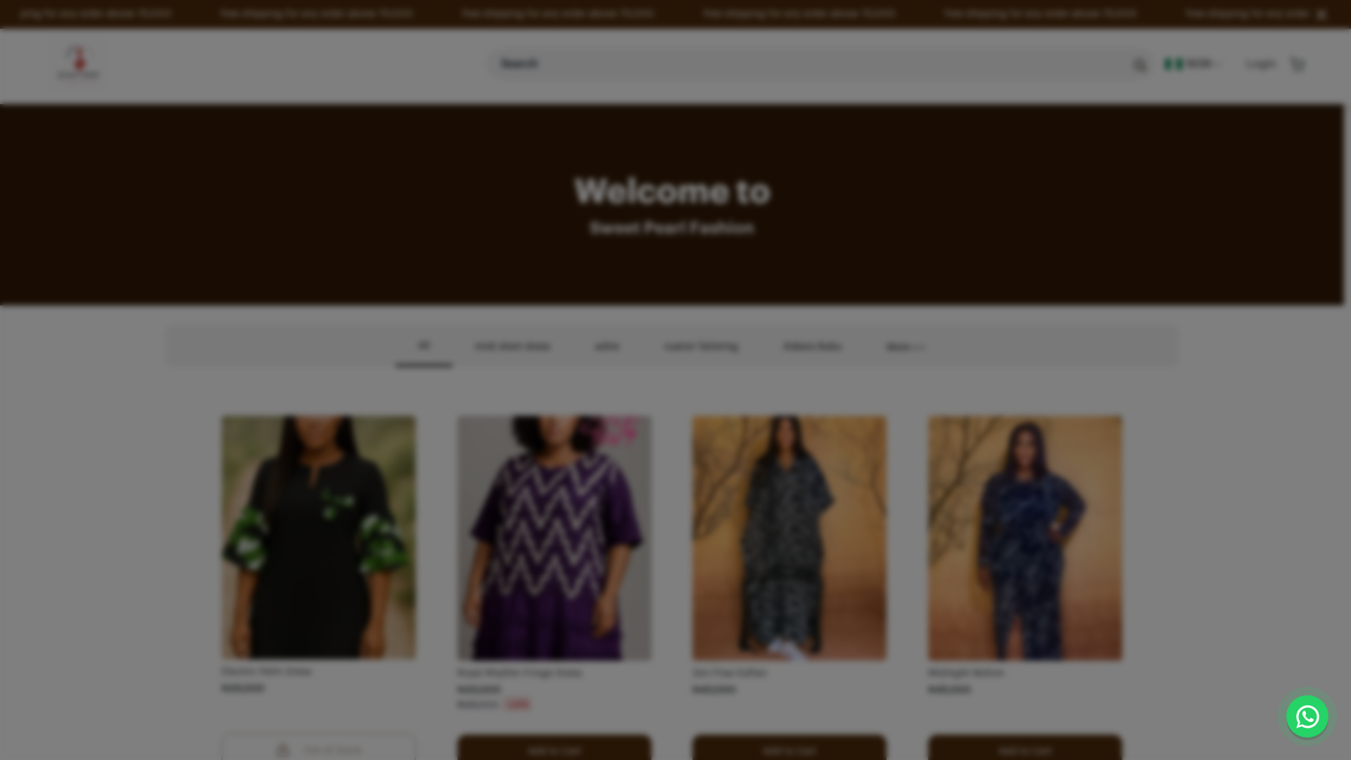 website screenshot of https://sweetpearlfashion.com.ng/