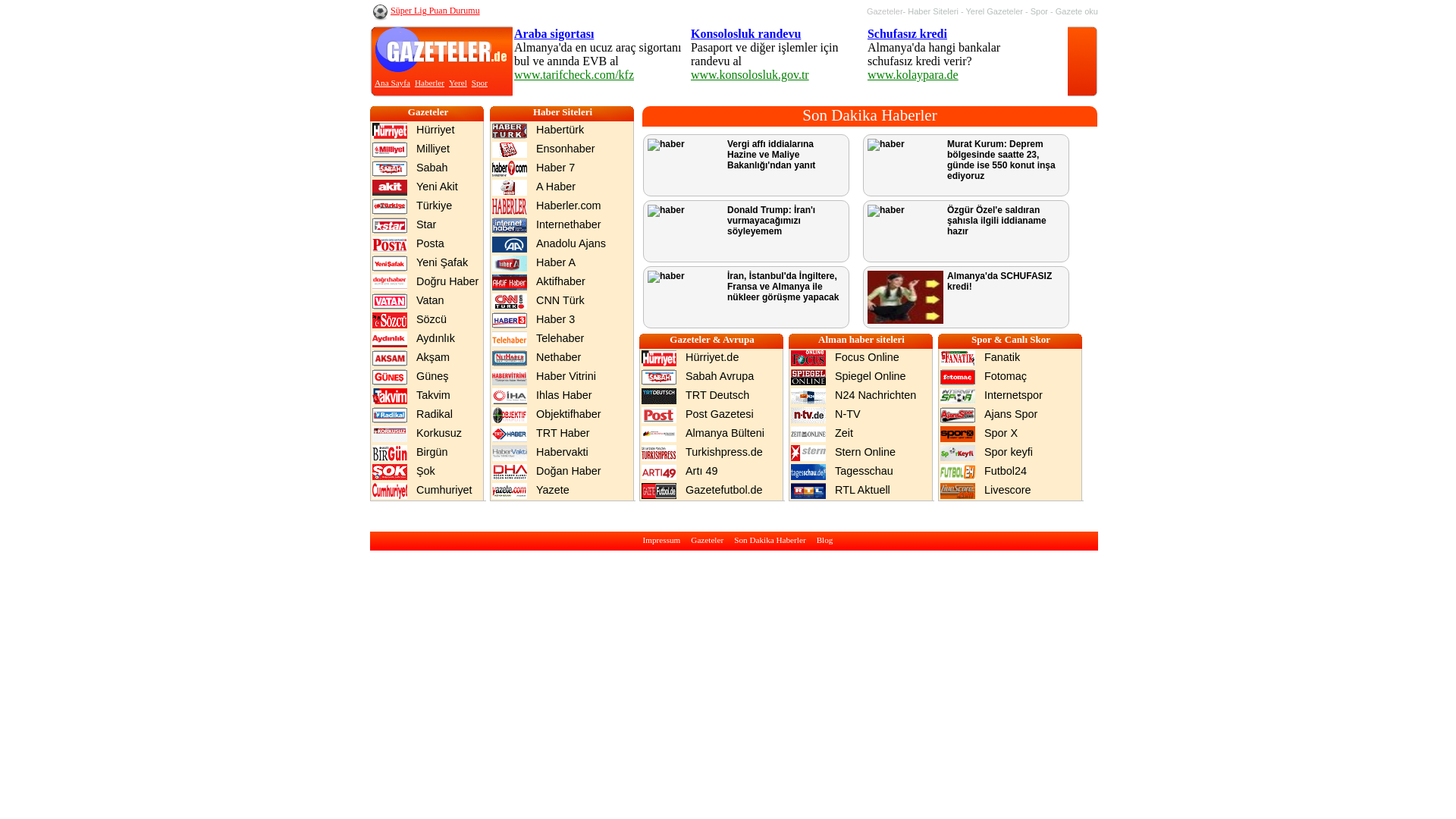 website screenshot of https://gazeteler.de