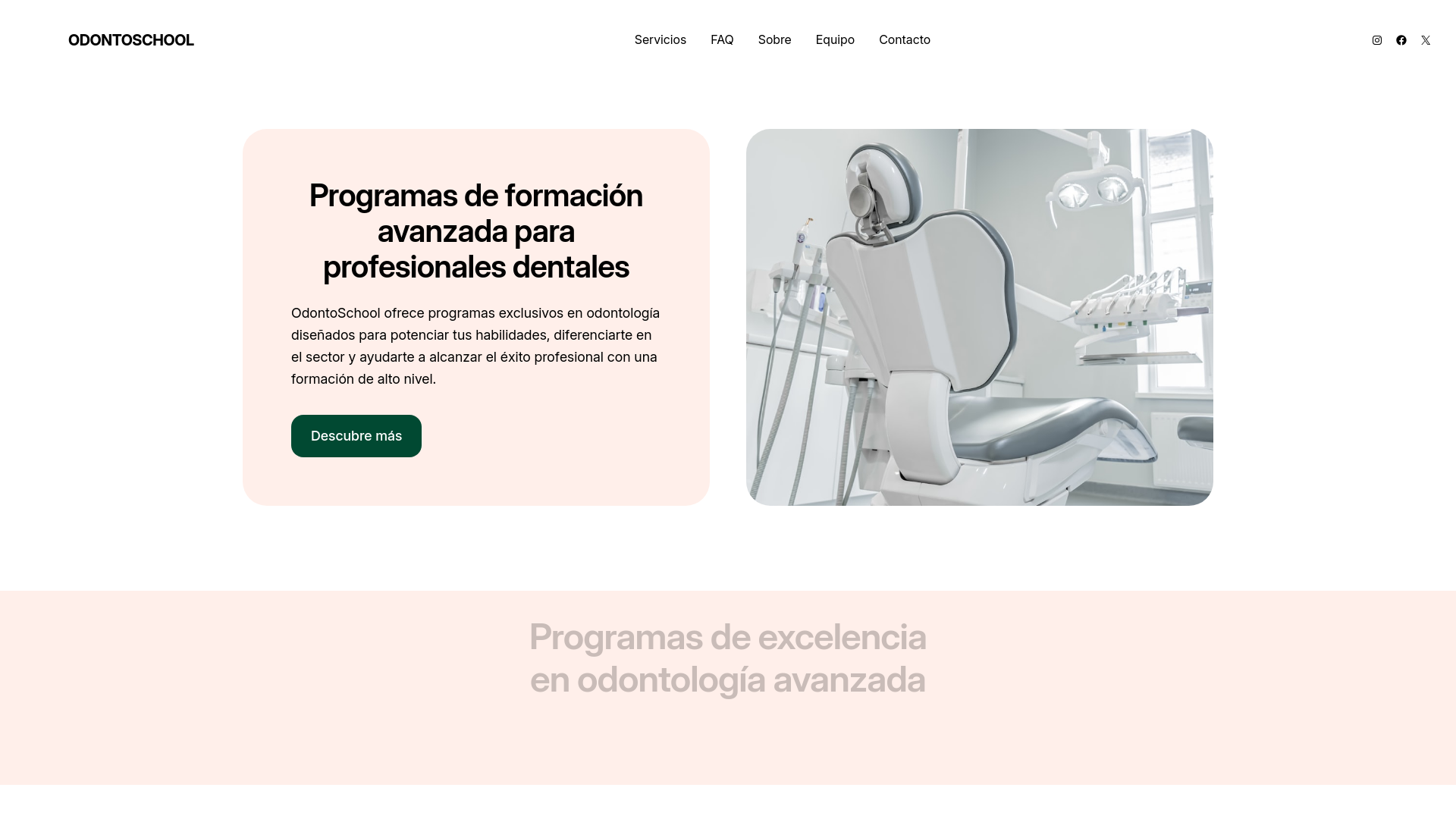 website screenshot of https://odontoschool.es/