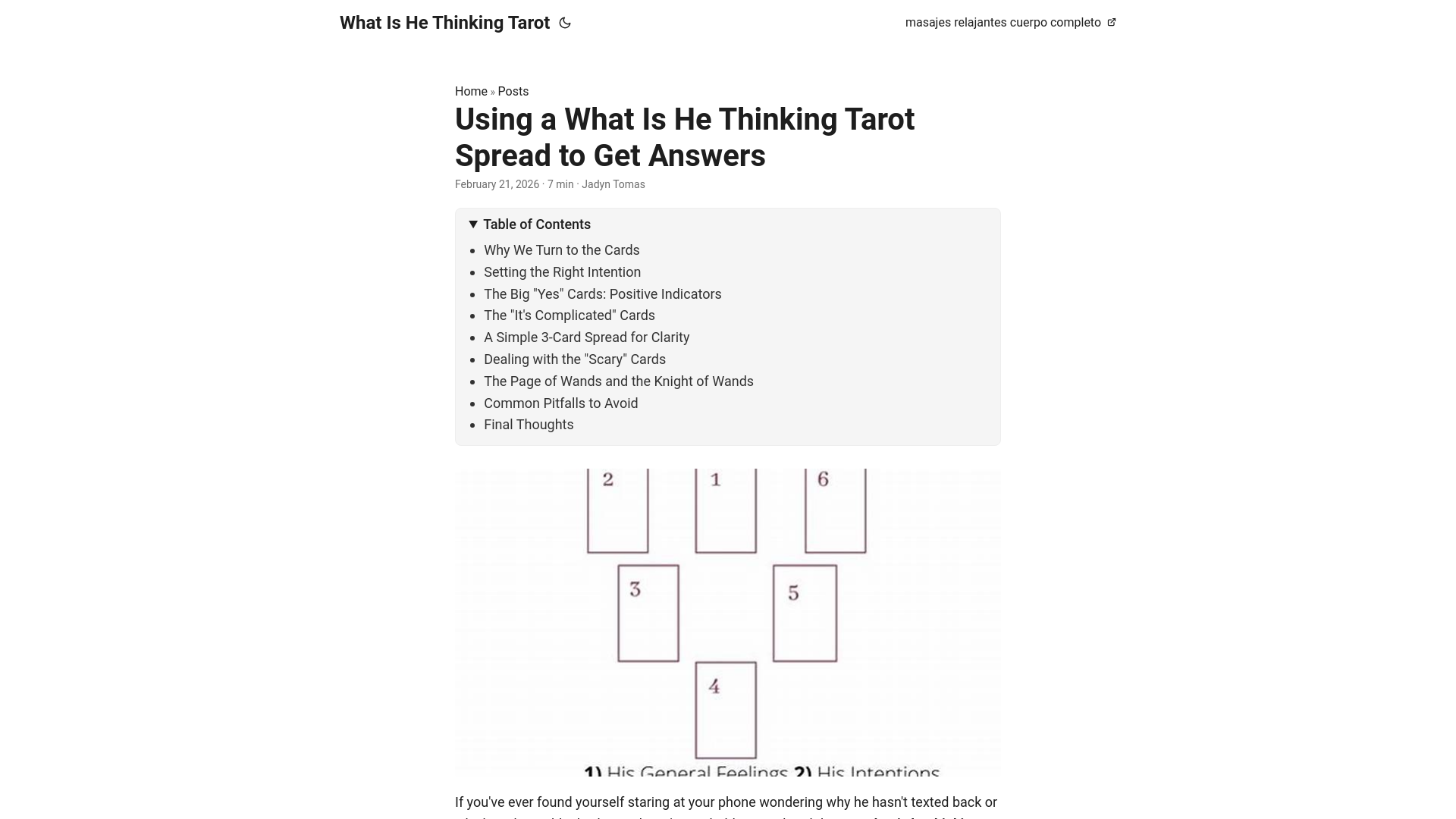 website screenshot of https://what-is-he-thinking-tarot.pages.dev/