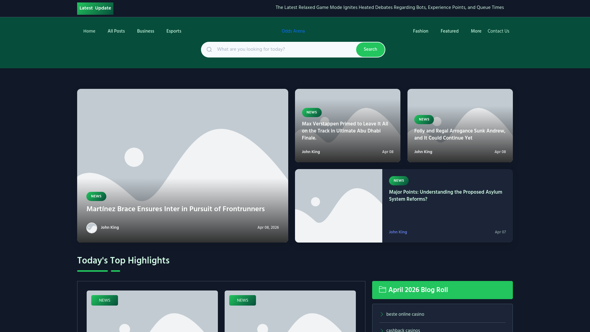 website screenshot of https://oddsarena.nl/