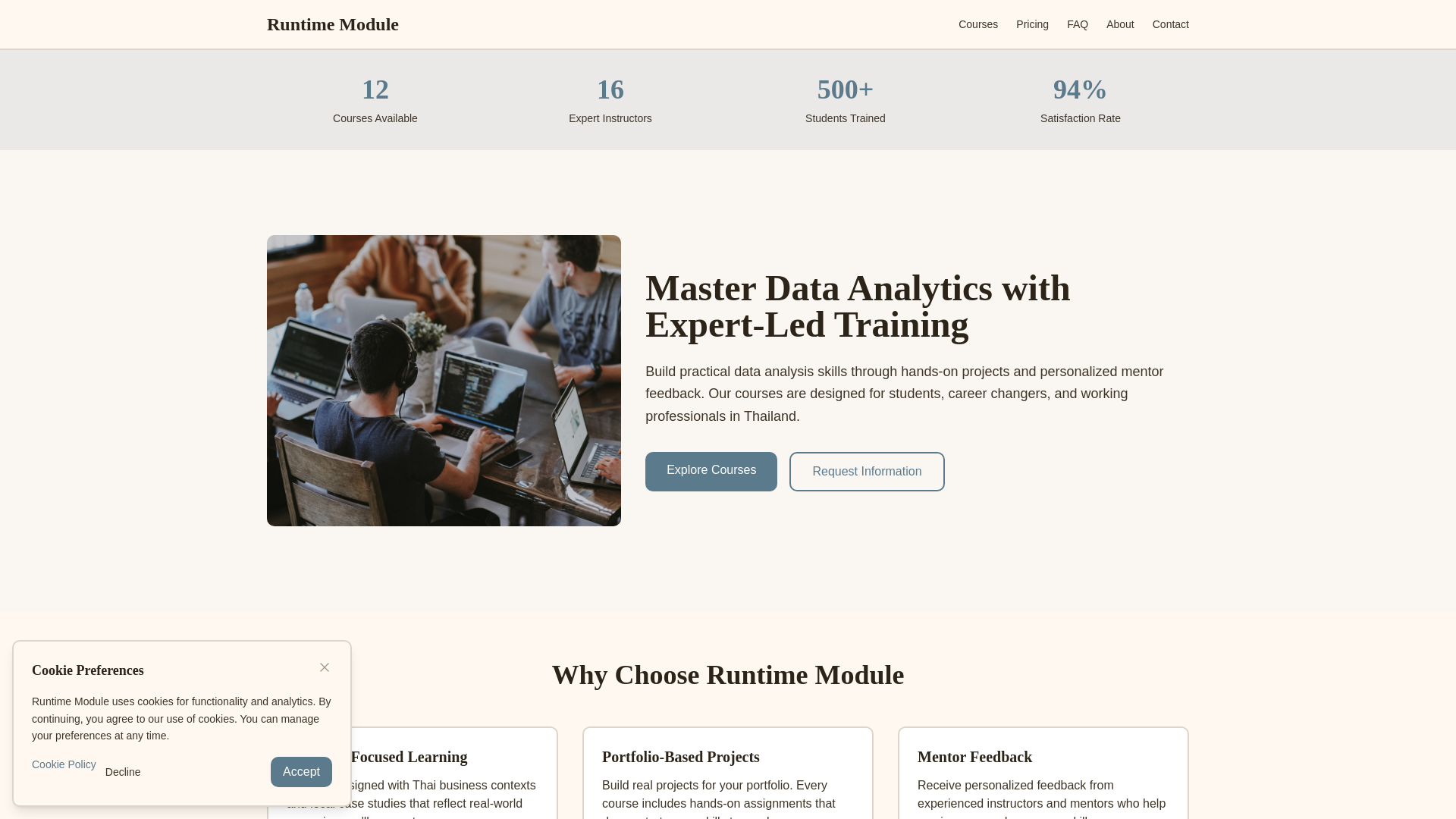 website screenshot of https://runtime-module.digital/
