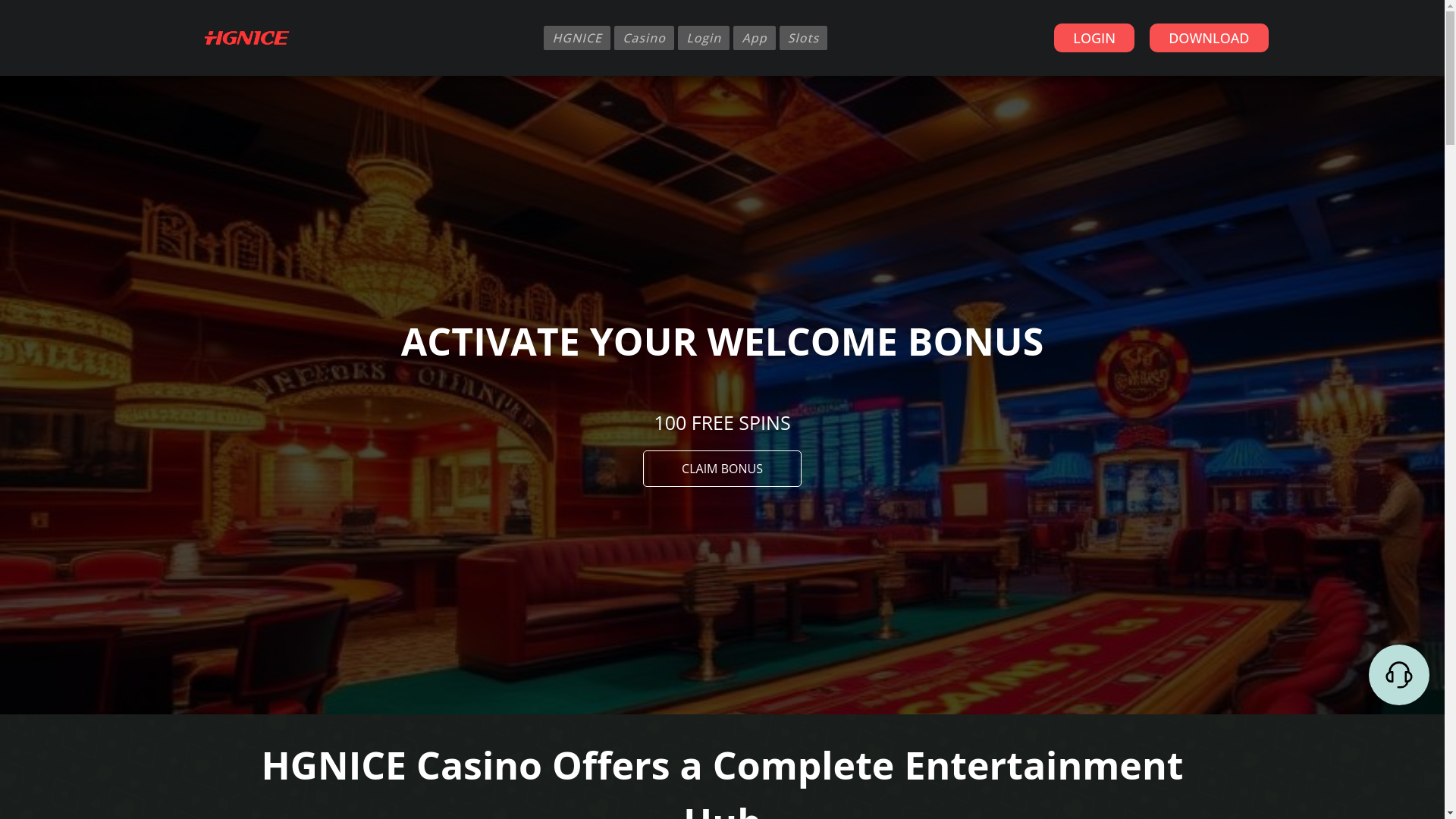 website screenshot of https://hgnice.casino/