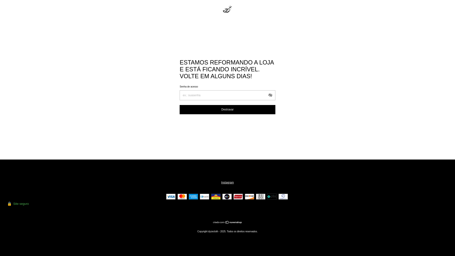 website screenshot of https://dyzeclothing.com.br/